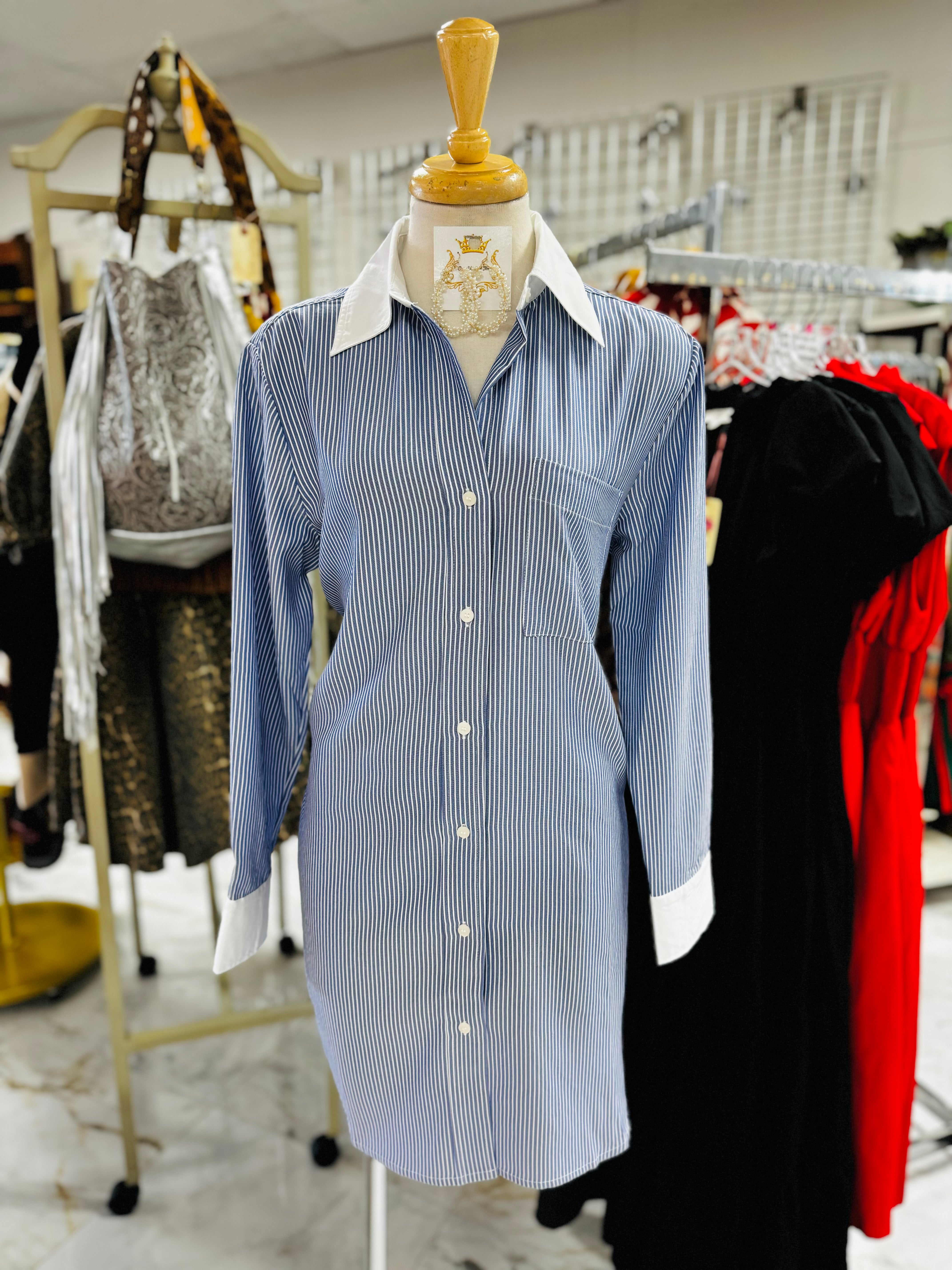 Blue Mini Shirt Dress