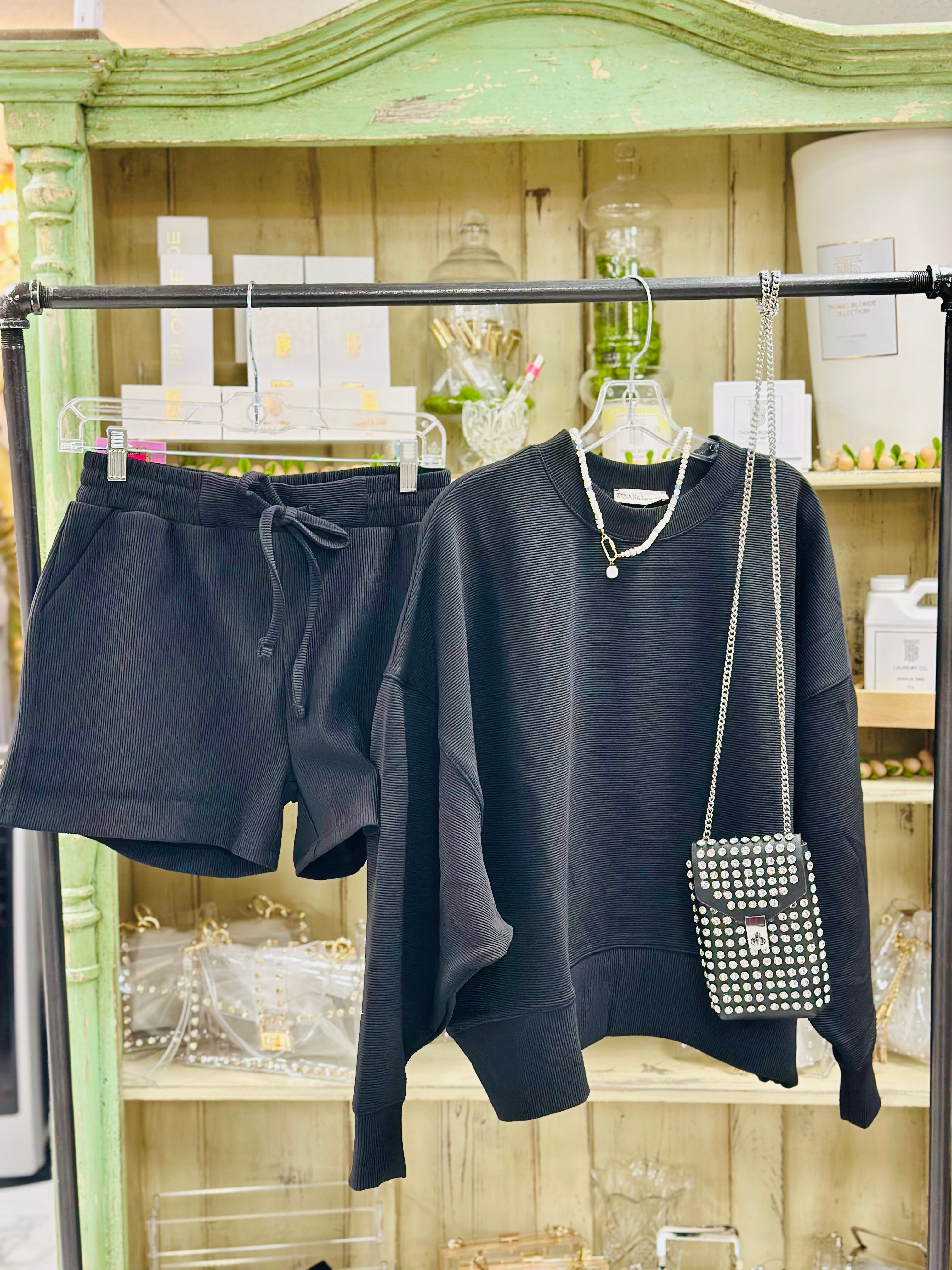 Queenie Black Top/Shorts