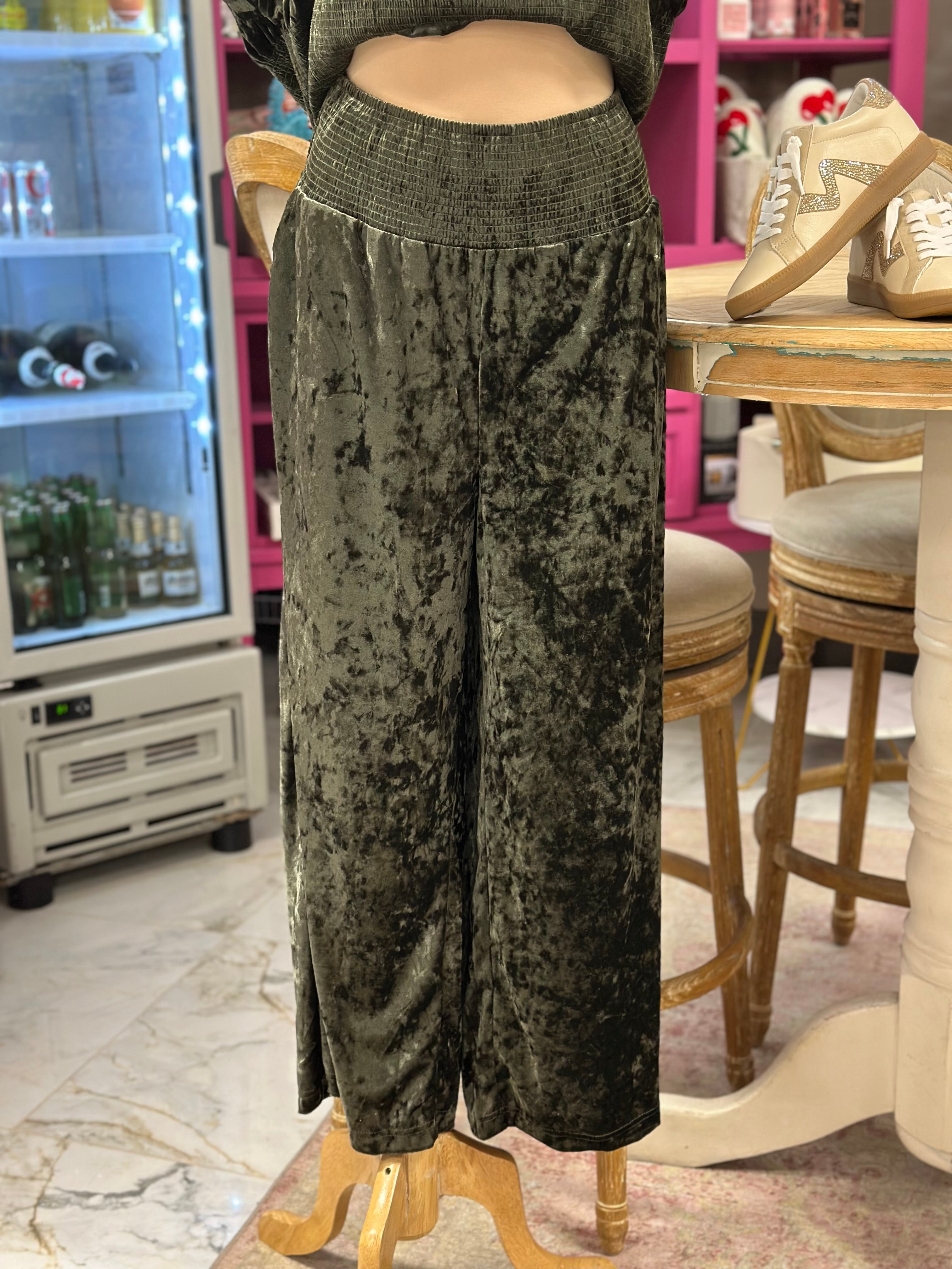Valerie Velvet Olive Pants