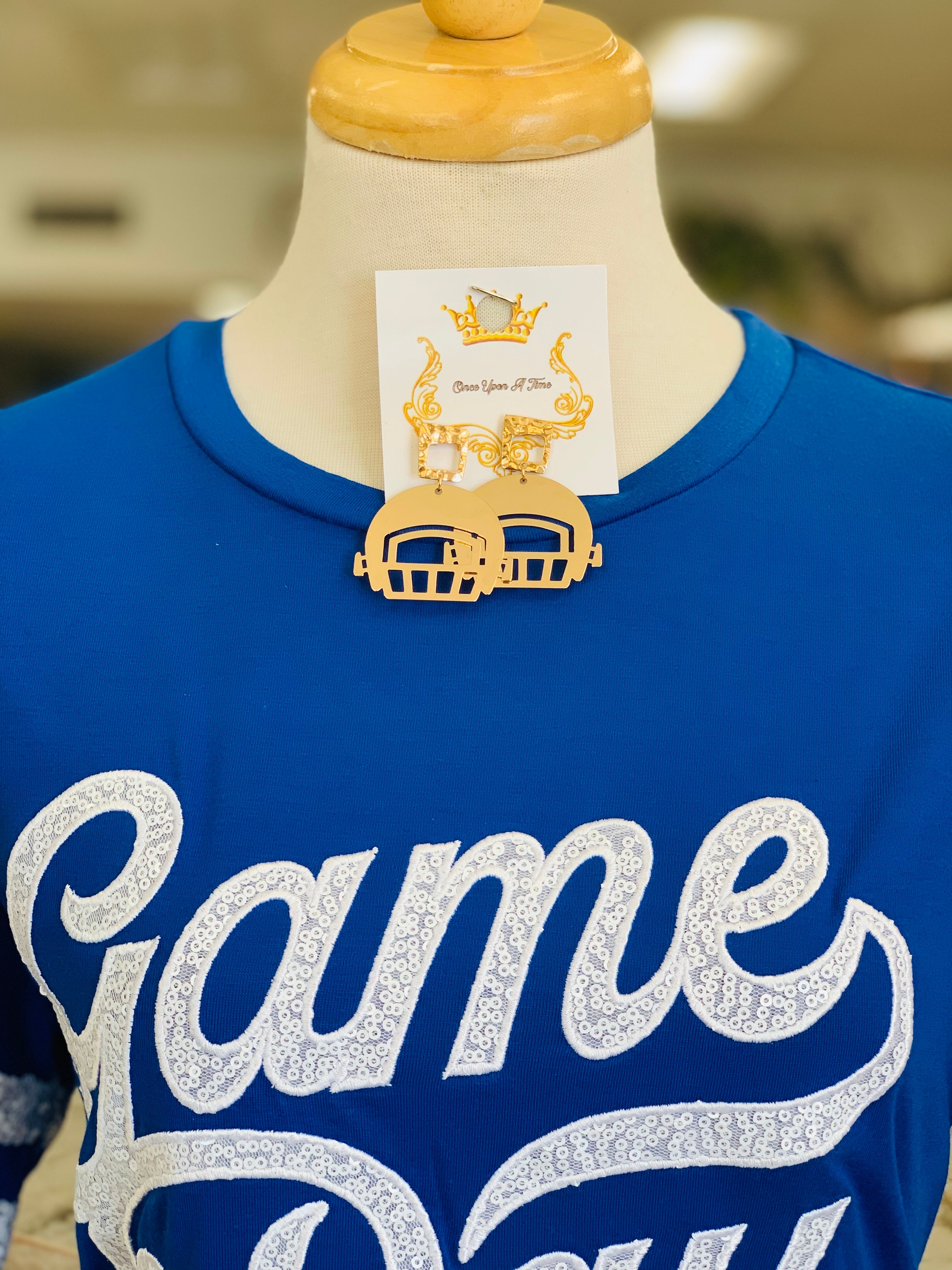 Game Day Half Sleeve Blue Top