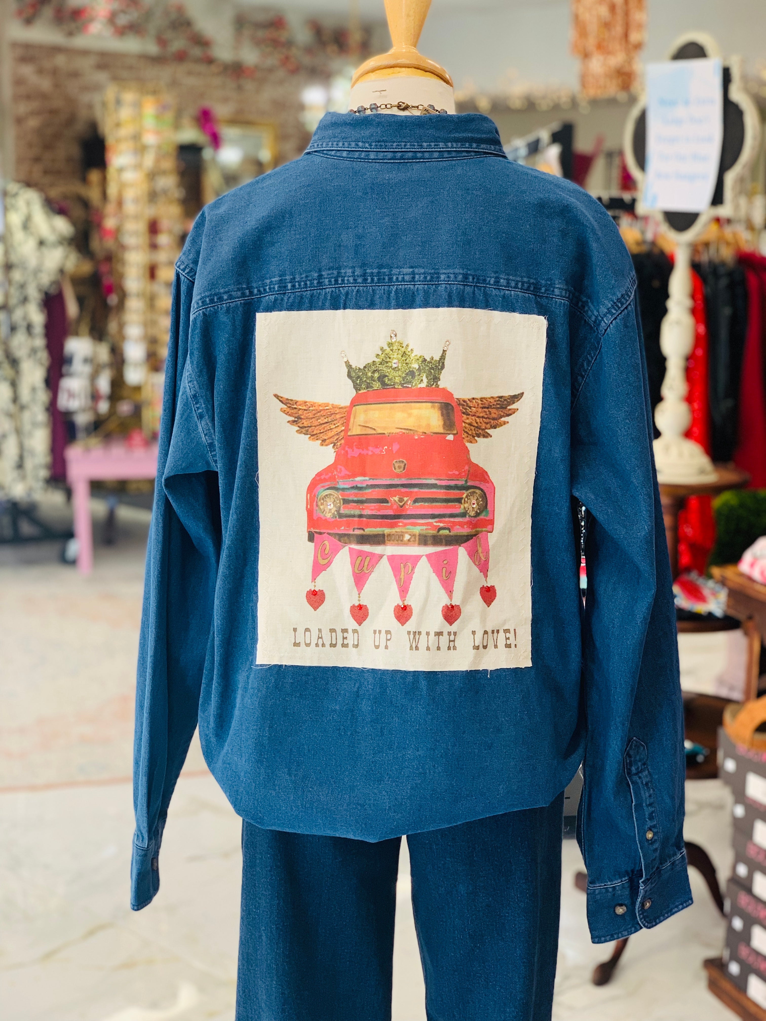 Cupid Truck Denim Button Down