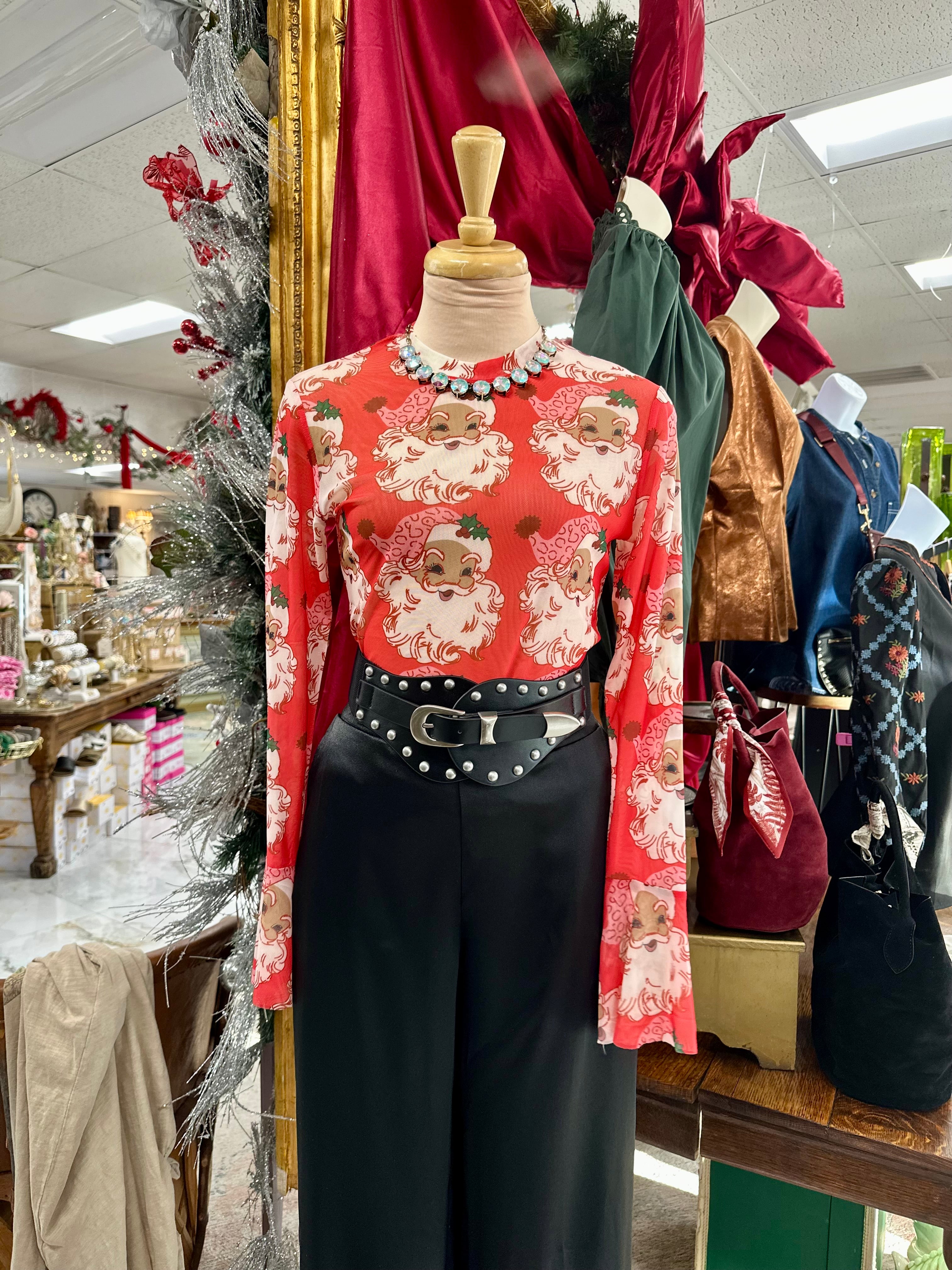 Vintage Santa Mesh Top