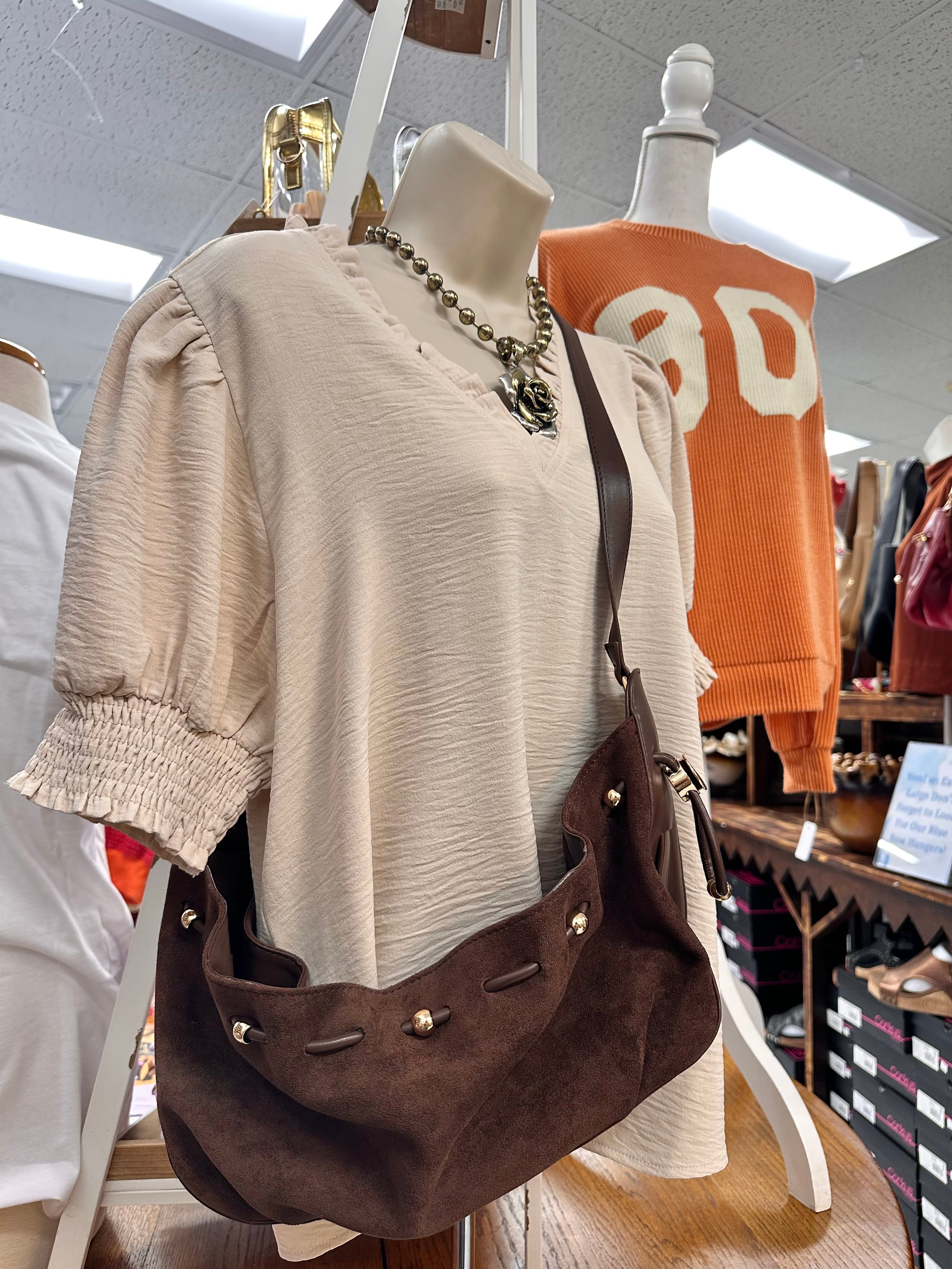 Chocolate Suede Bag