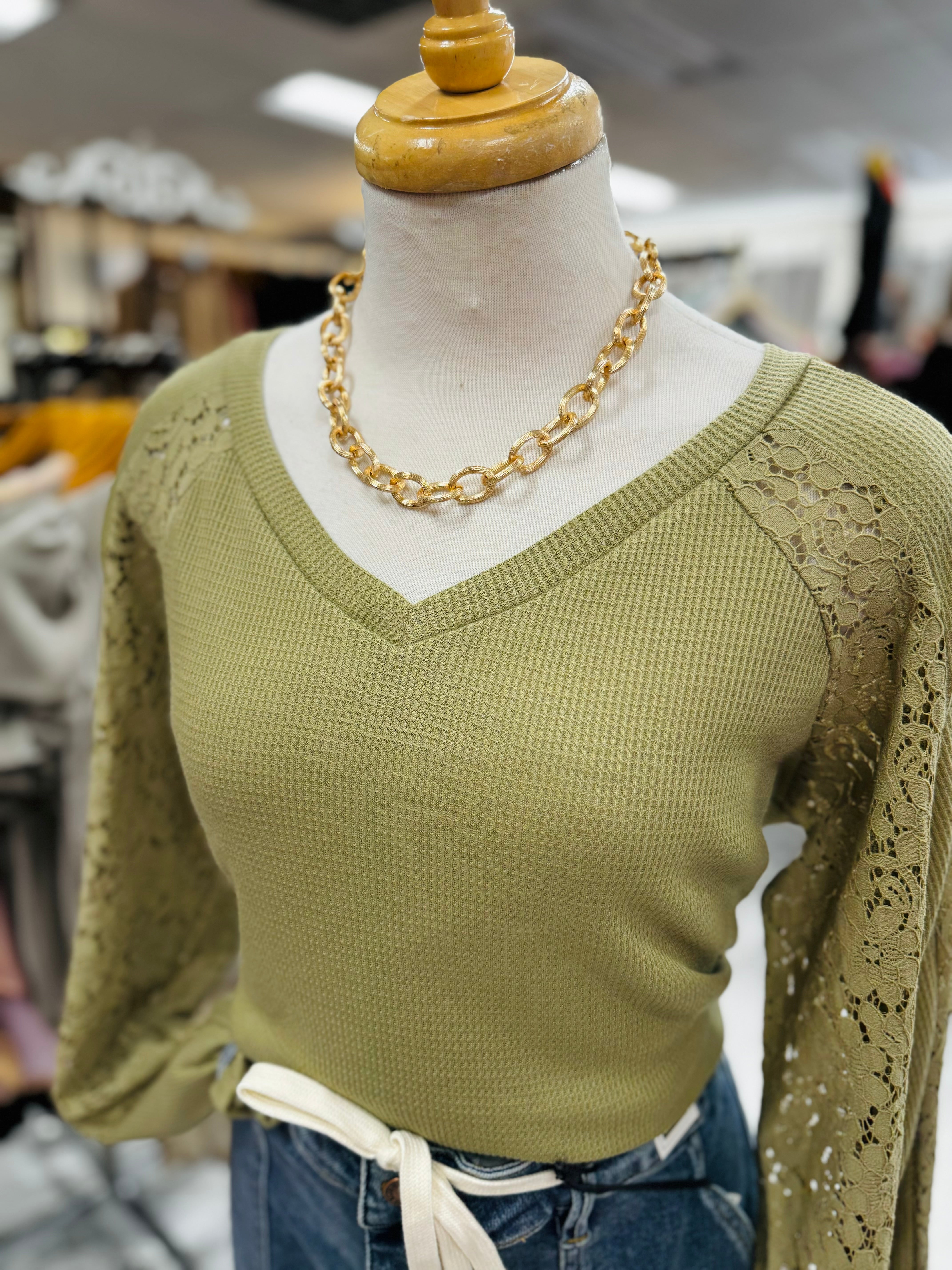 Olive Waffle Top