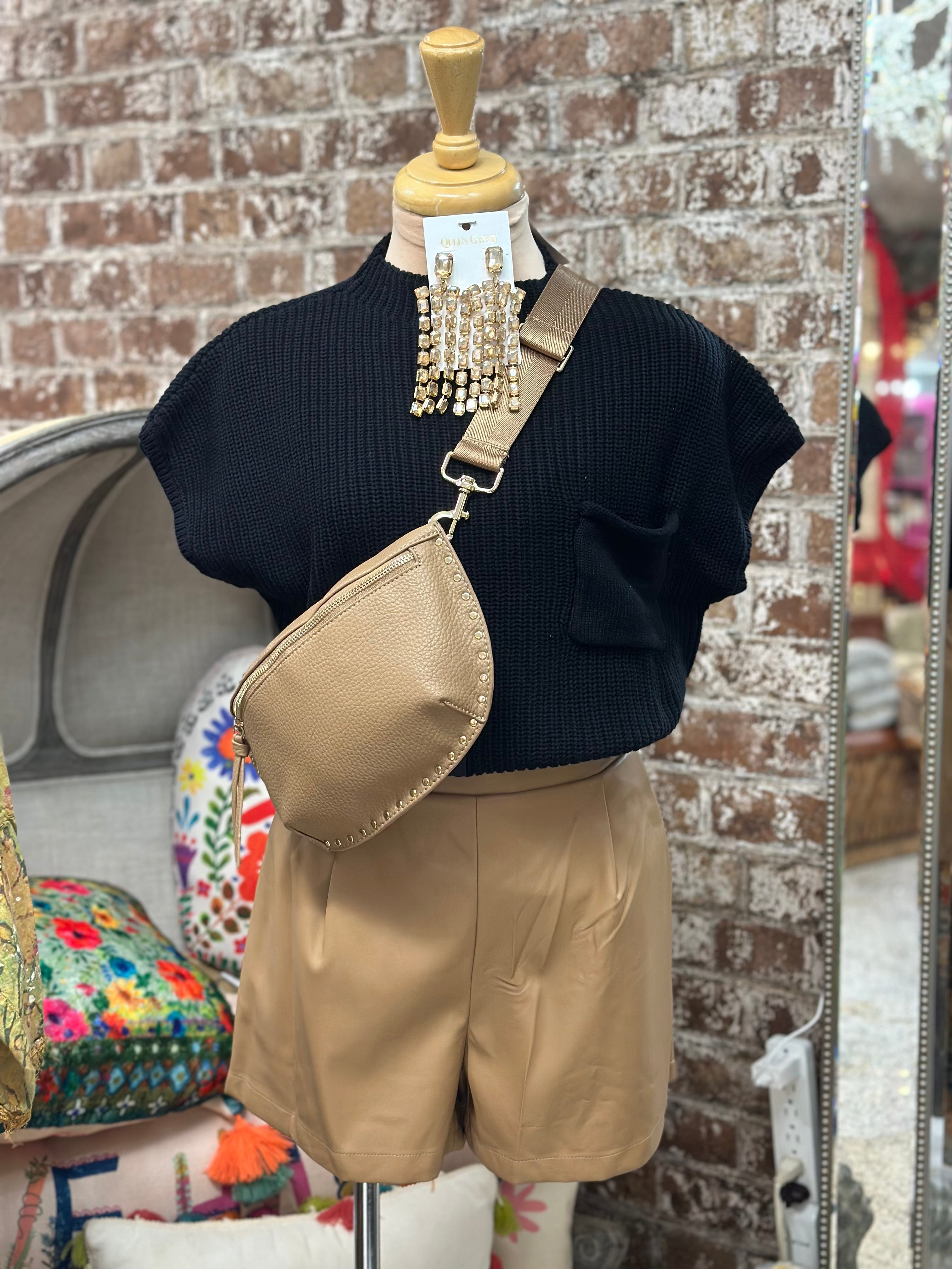 Taupe Faux Leather Shorts