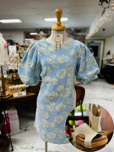 Blue Jacquard Dress