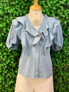 Denim Ruffle Top