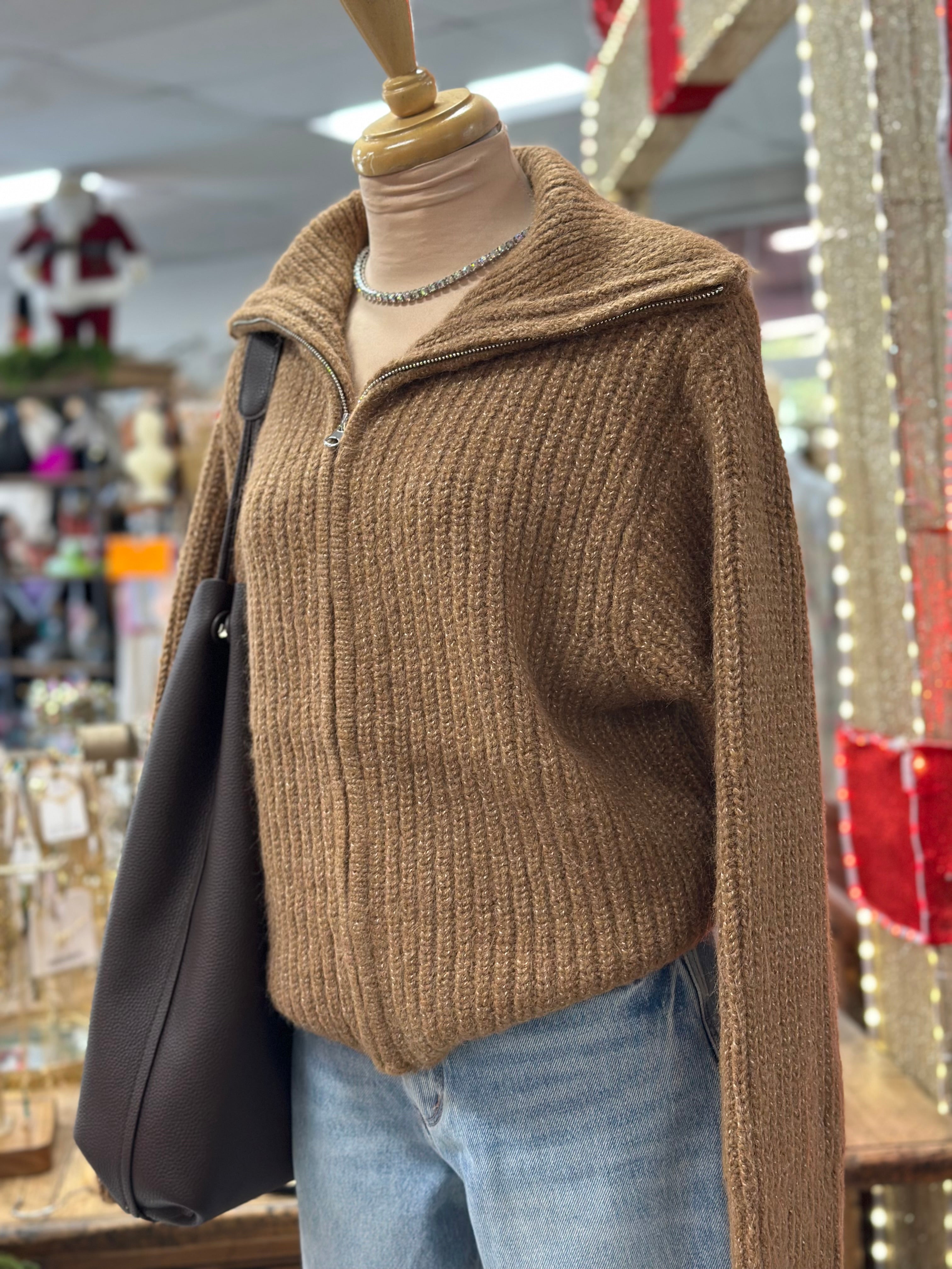 Camel High Neck Sweater