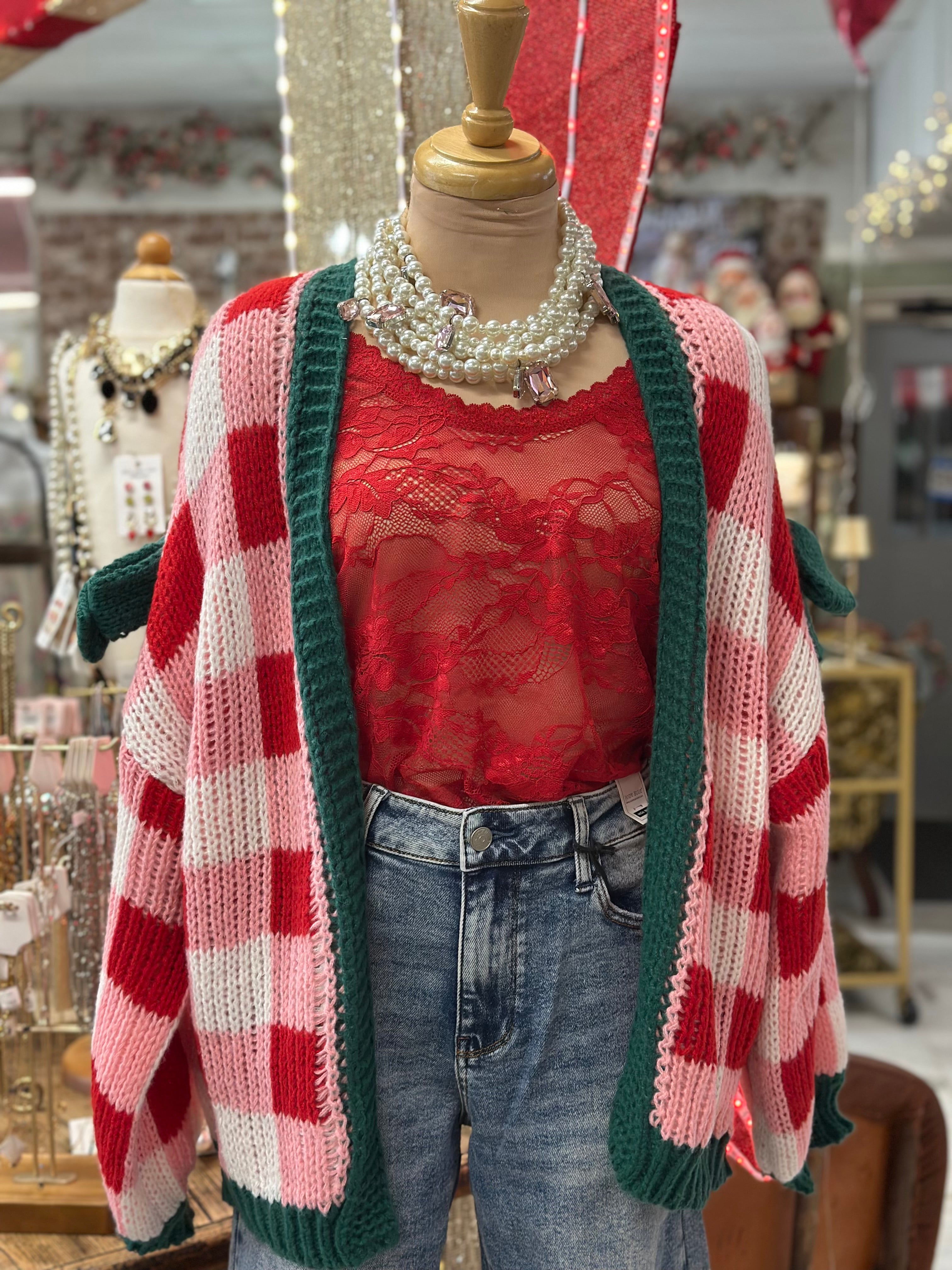 Candy Cane Ribbon Sweater