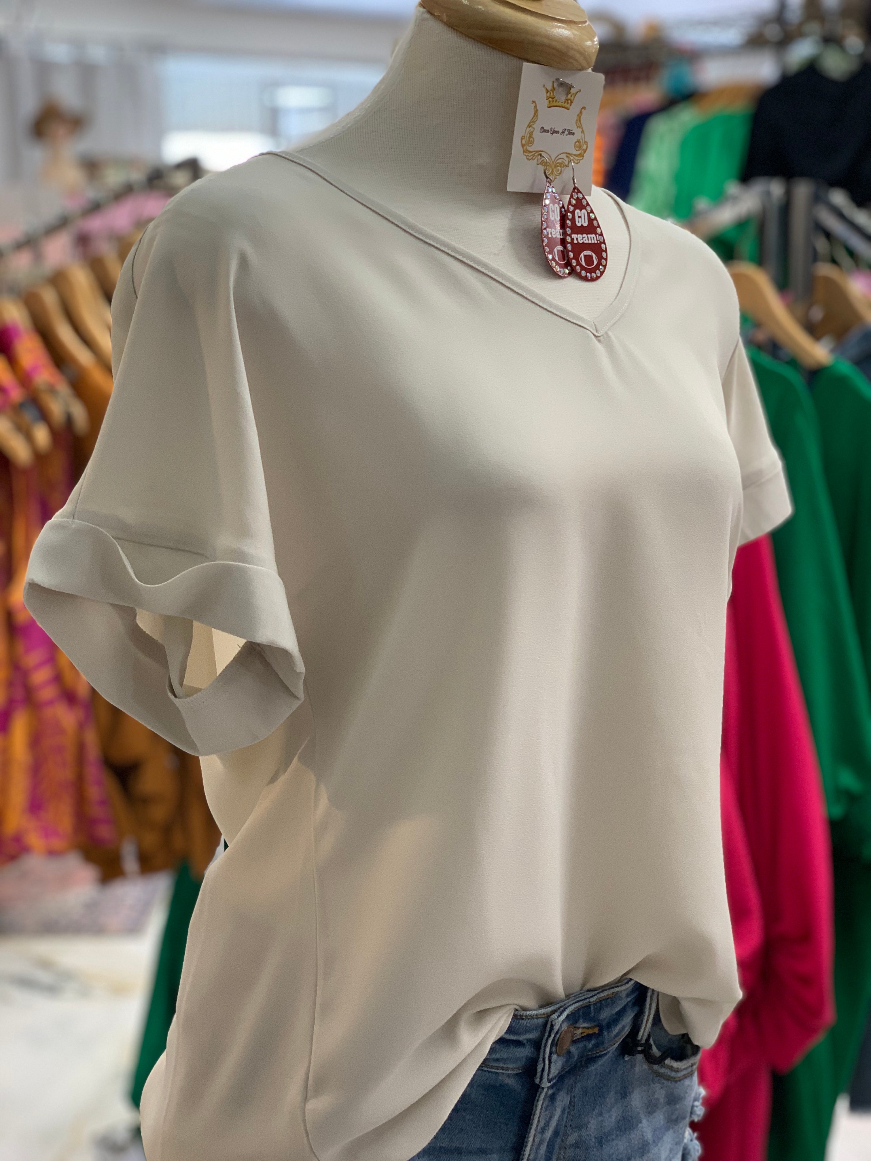 Constantine Taupe Rolled Sleeve Top