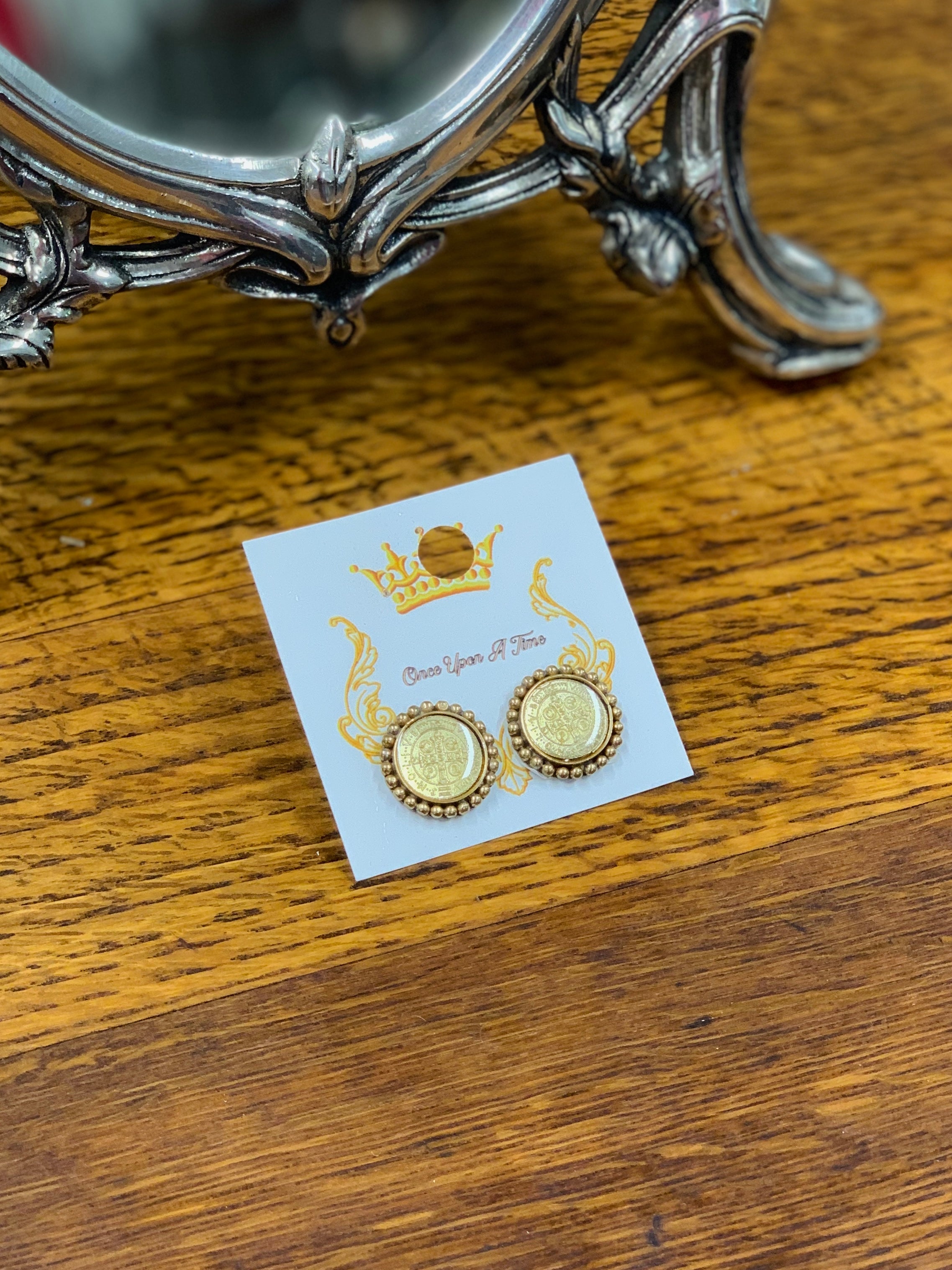 St. Benedict Clear Post Earrings