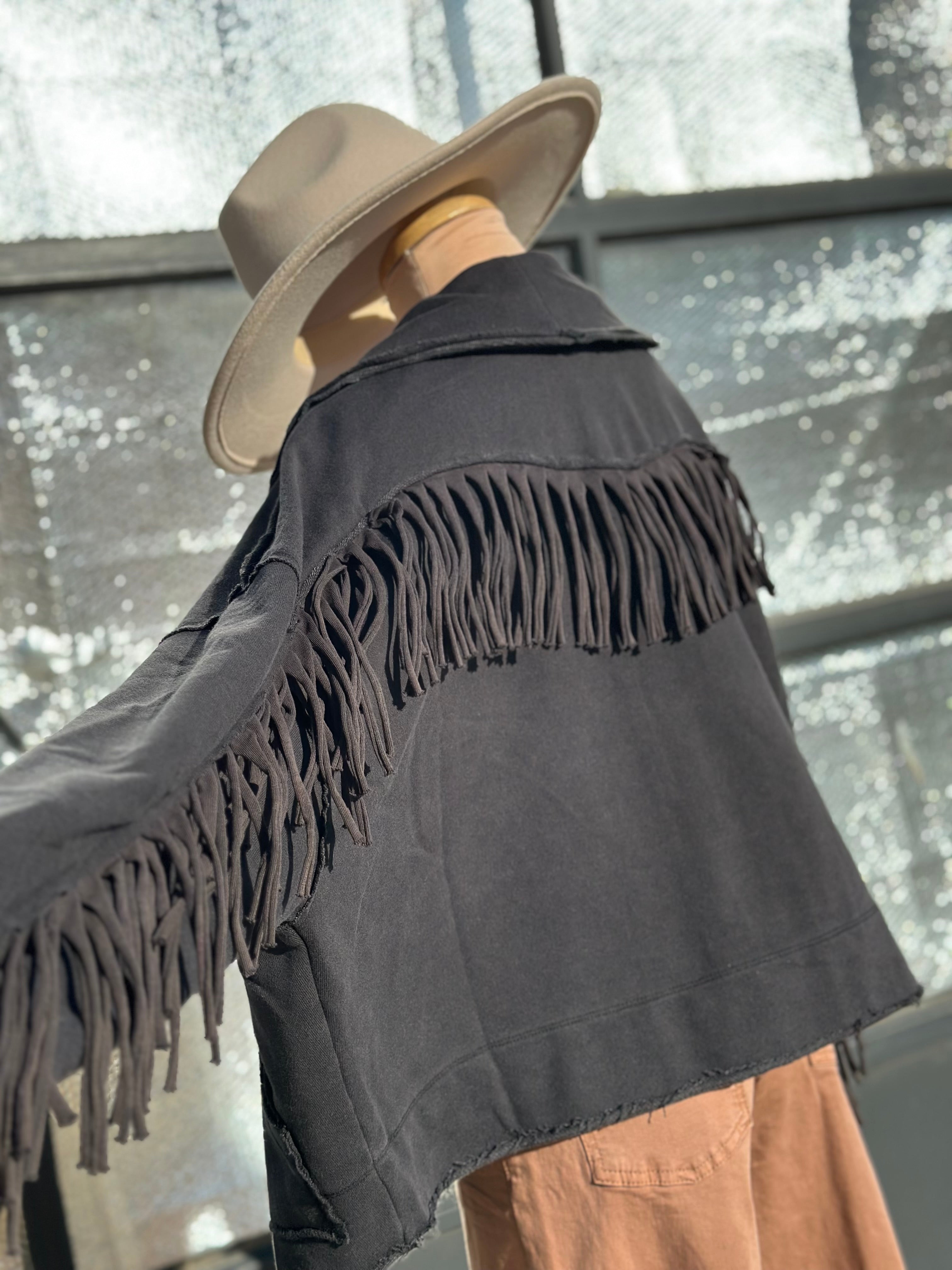 Paula Fringe Black Jacket