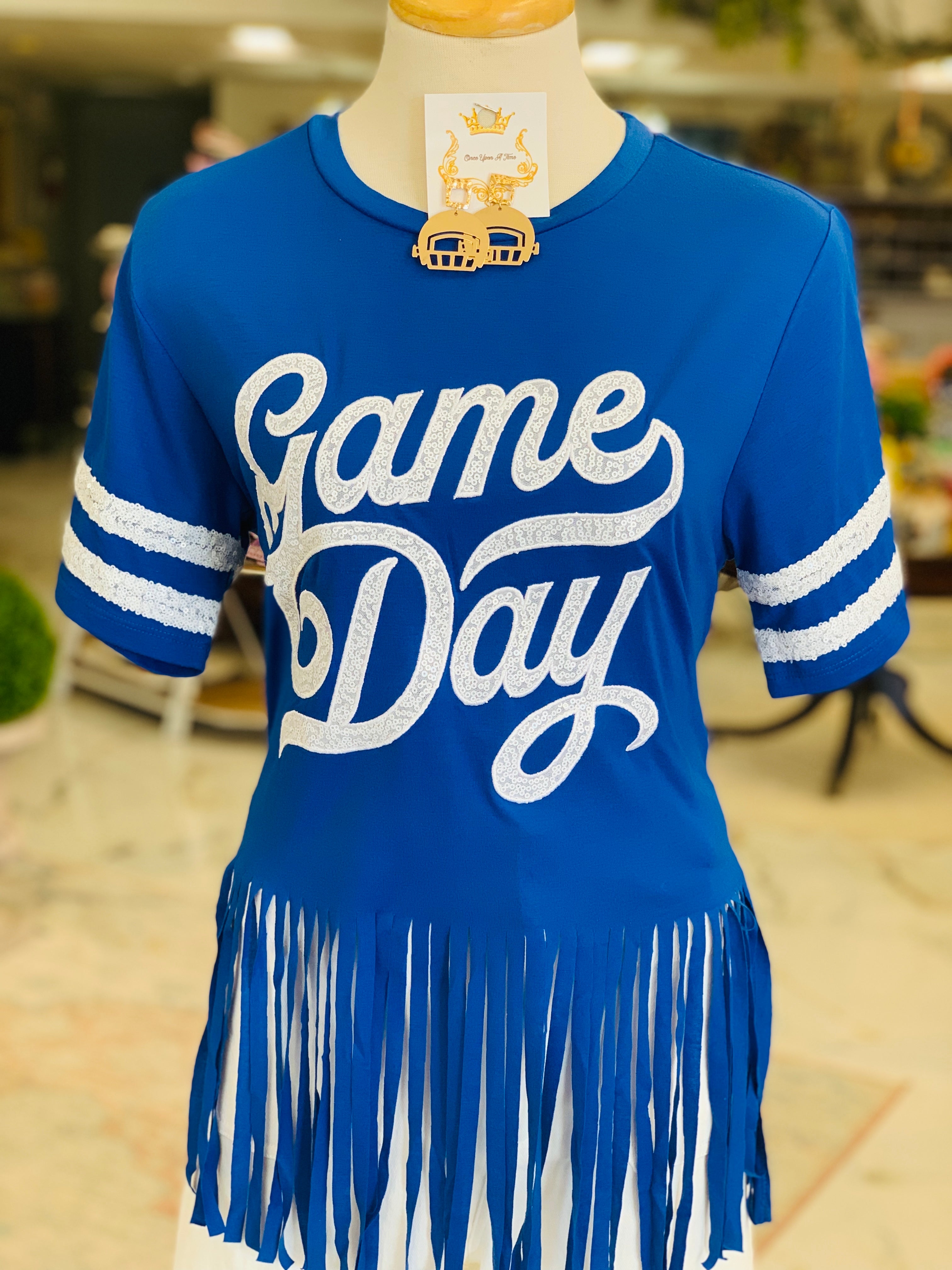 Game Day Half Sleeve Blue Top