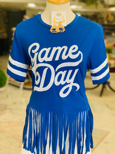 Game Day Half Sleeve Blue Top
