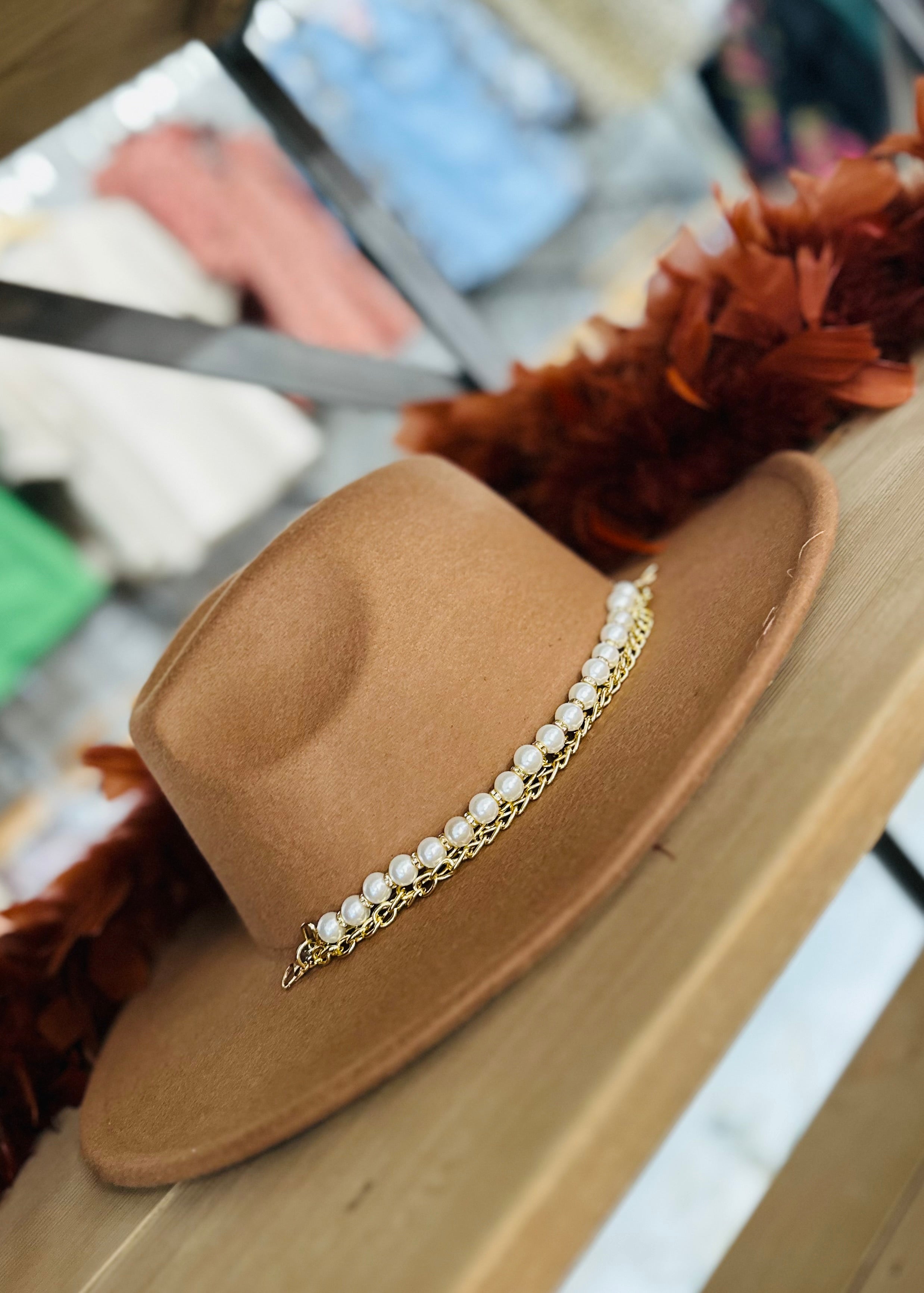 Pearl Triple Layer Trucker Chain | Hat Bar | Hat Jewelry