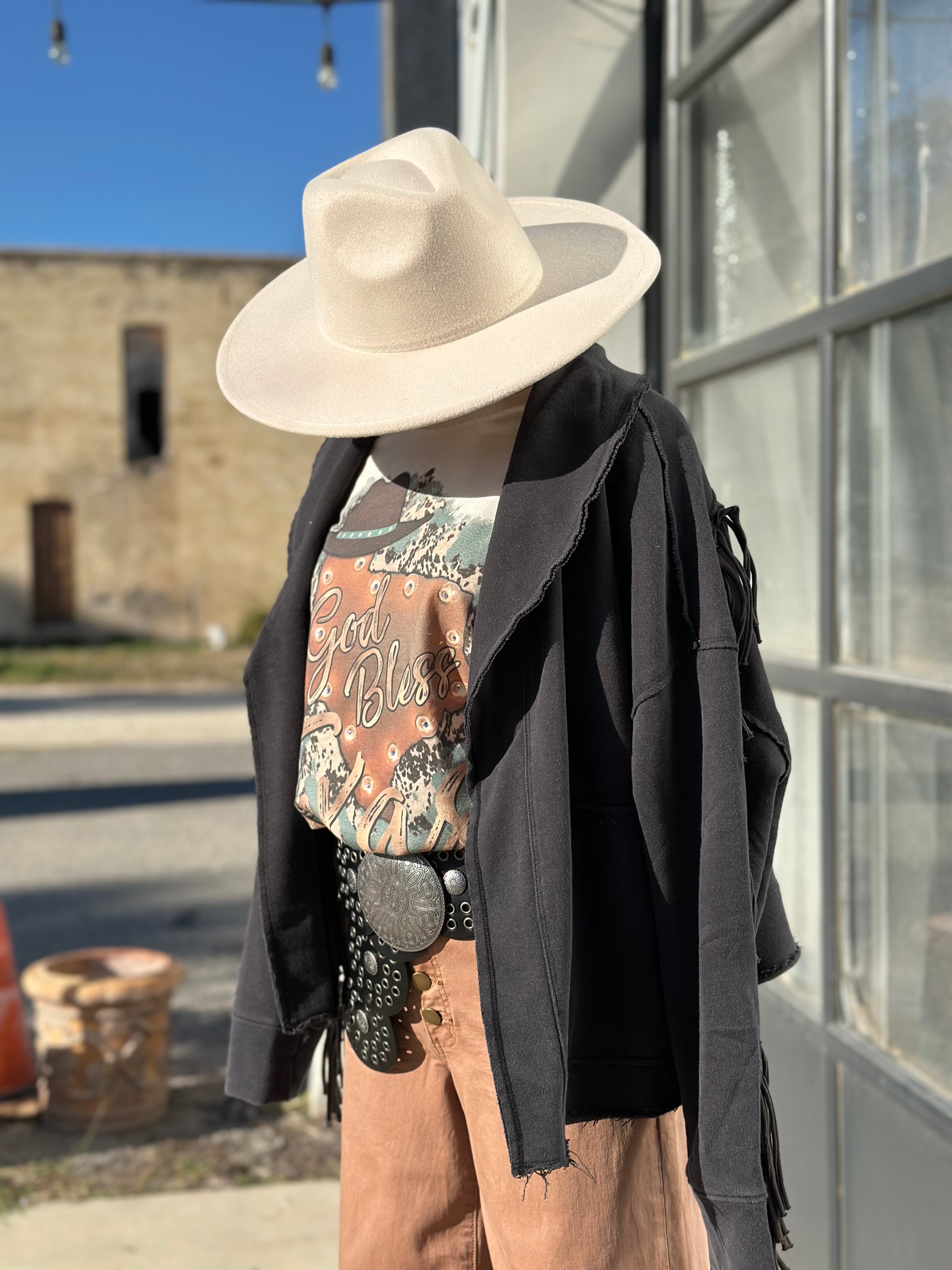 Paula Fringe Black Jacket