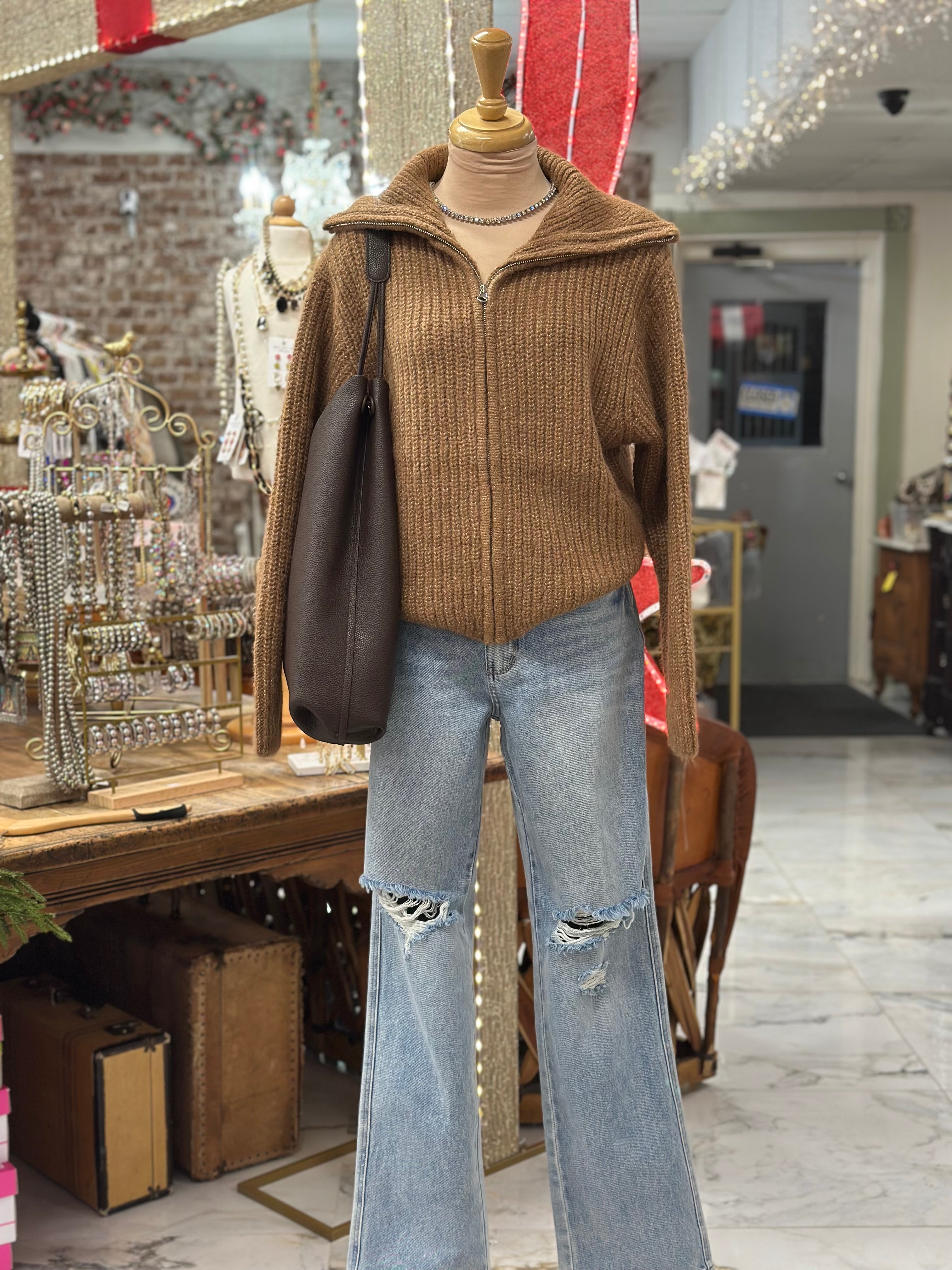 Camel High Neck Sweater