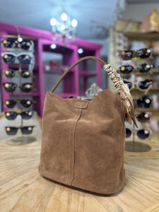 Tan Suede Bucket Bag