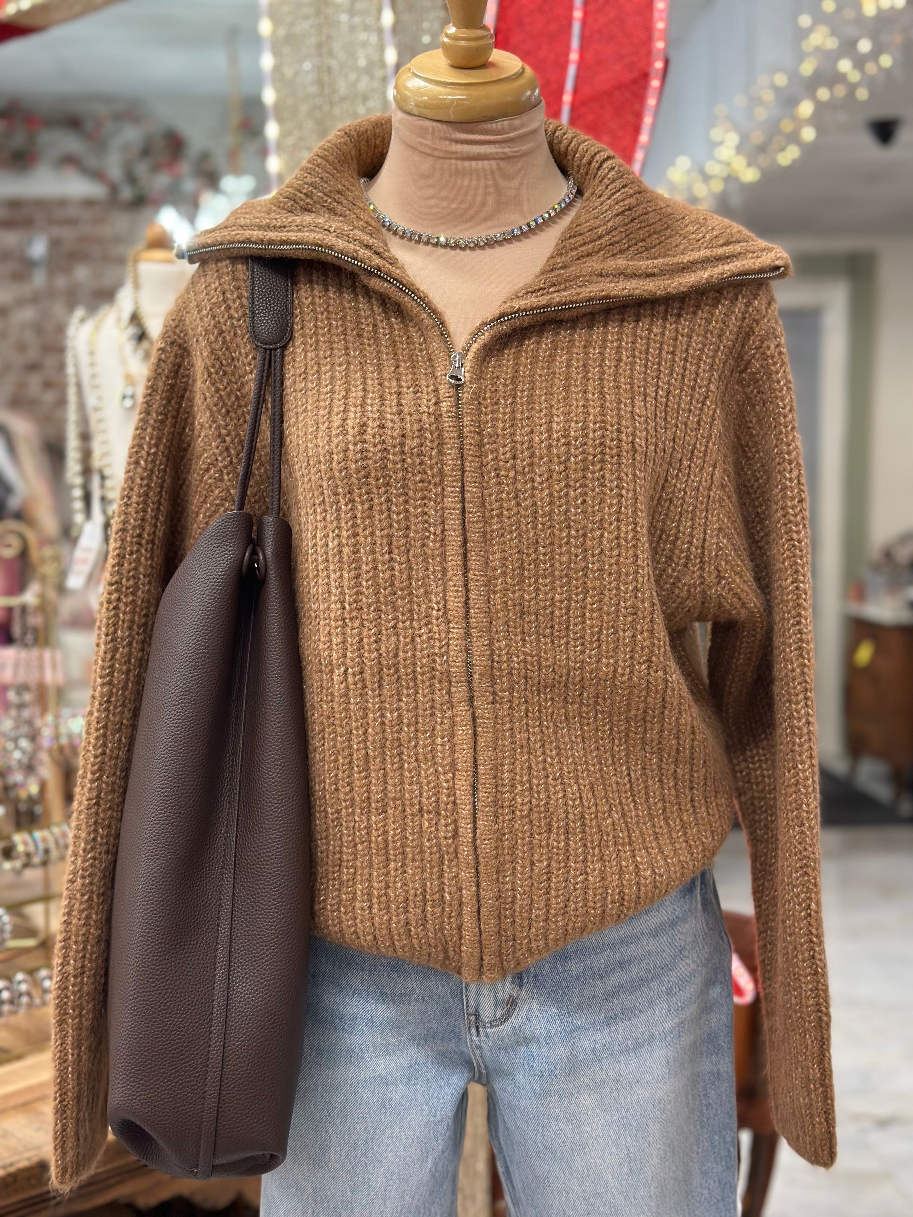 Camel High Neck Sweater