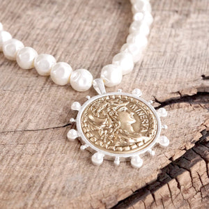 Boho Coin and Pearl Necklace