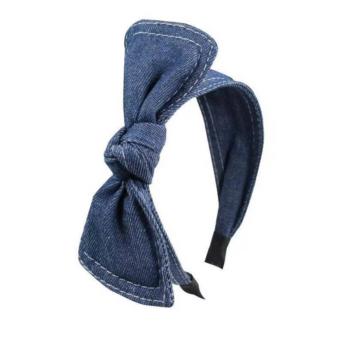 WOMEN DENIM WIDE-BRIMMED BOW HEADBAND