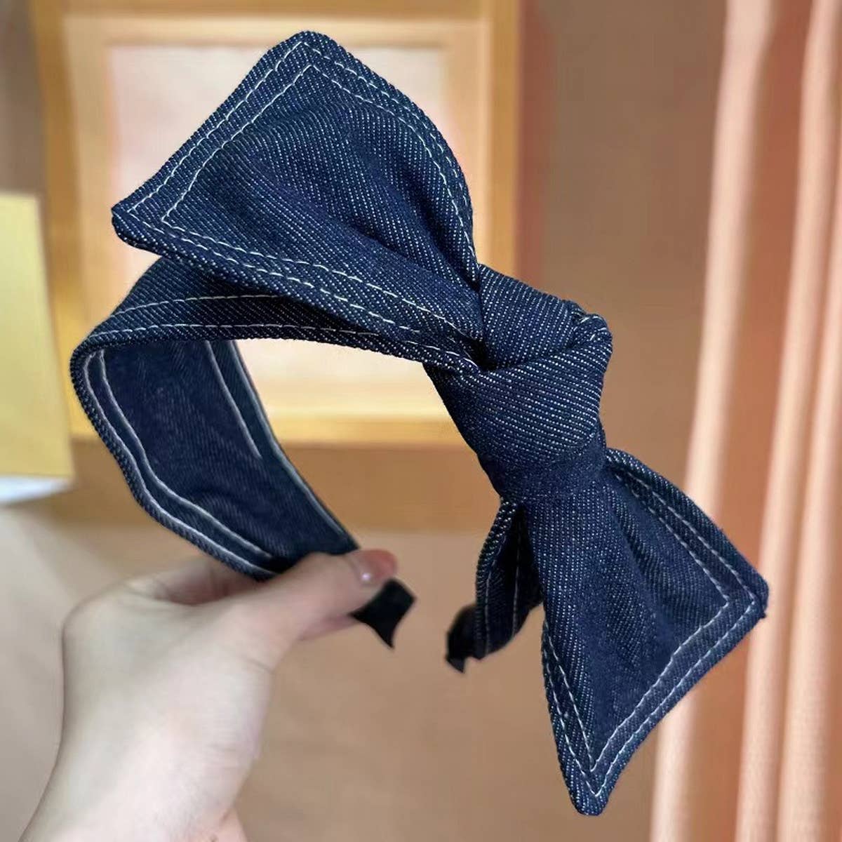 WOMEN DENIM WIDE-BRIMMED BOW HEADBAND