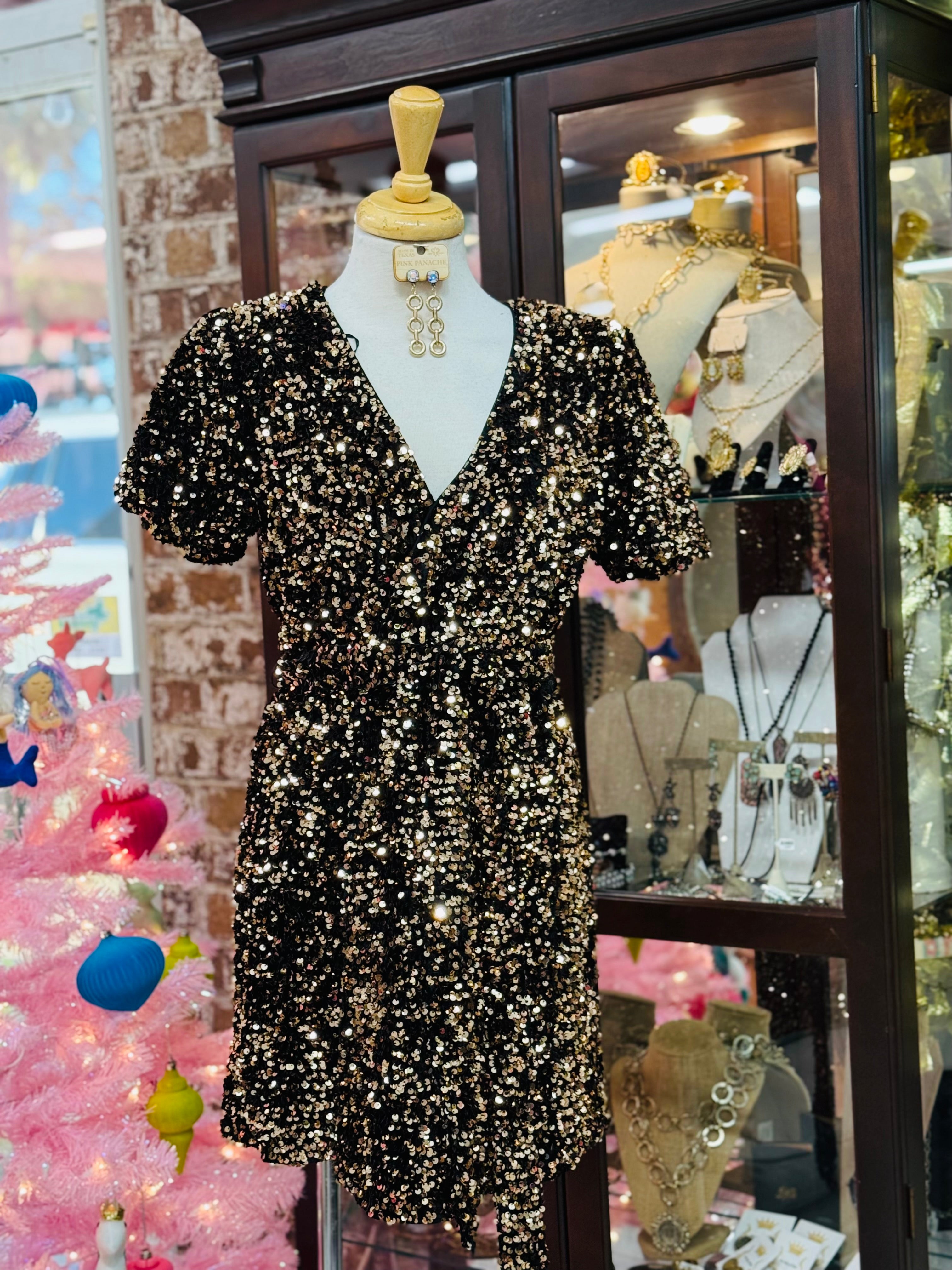 New York Black Sequin Dress