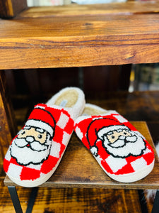 Santa Red Checkered Slippers