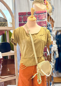 Distressed Washed Olive T