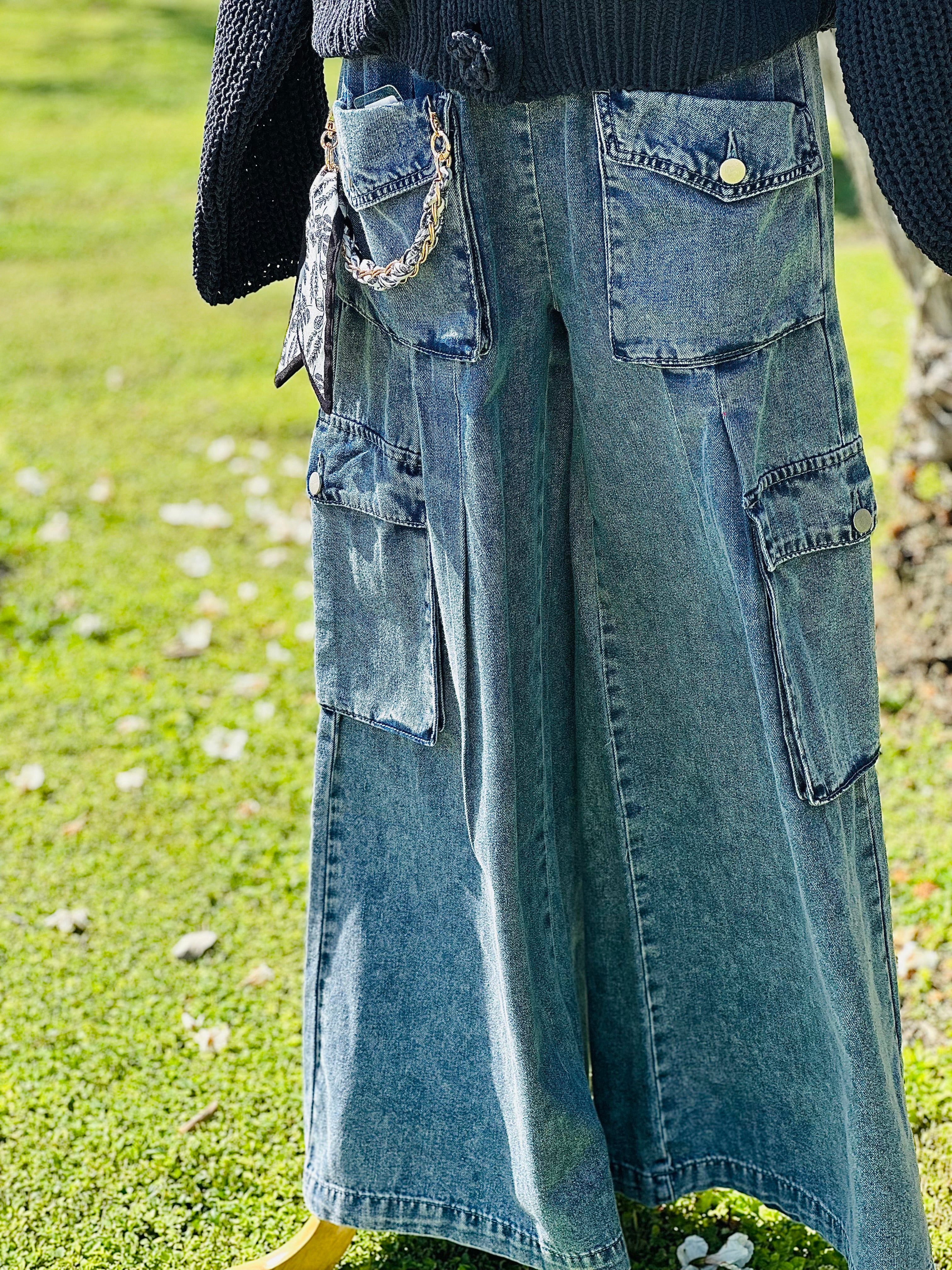 Missy Denim Cargo Pants