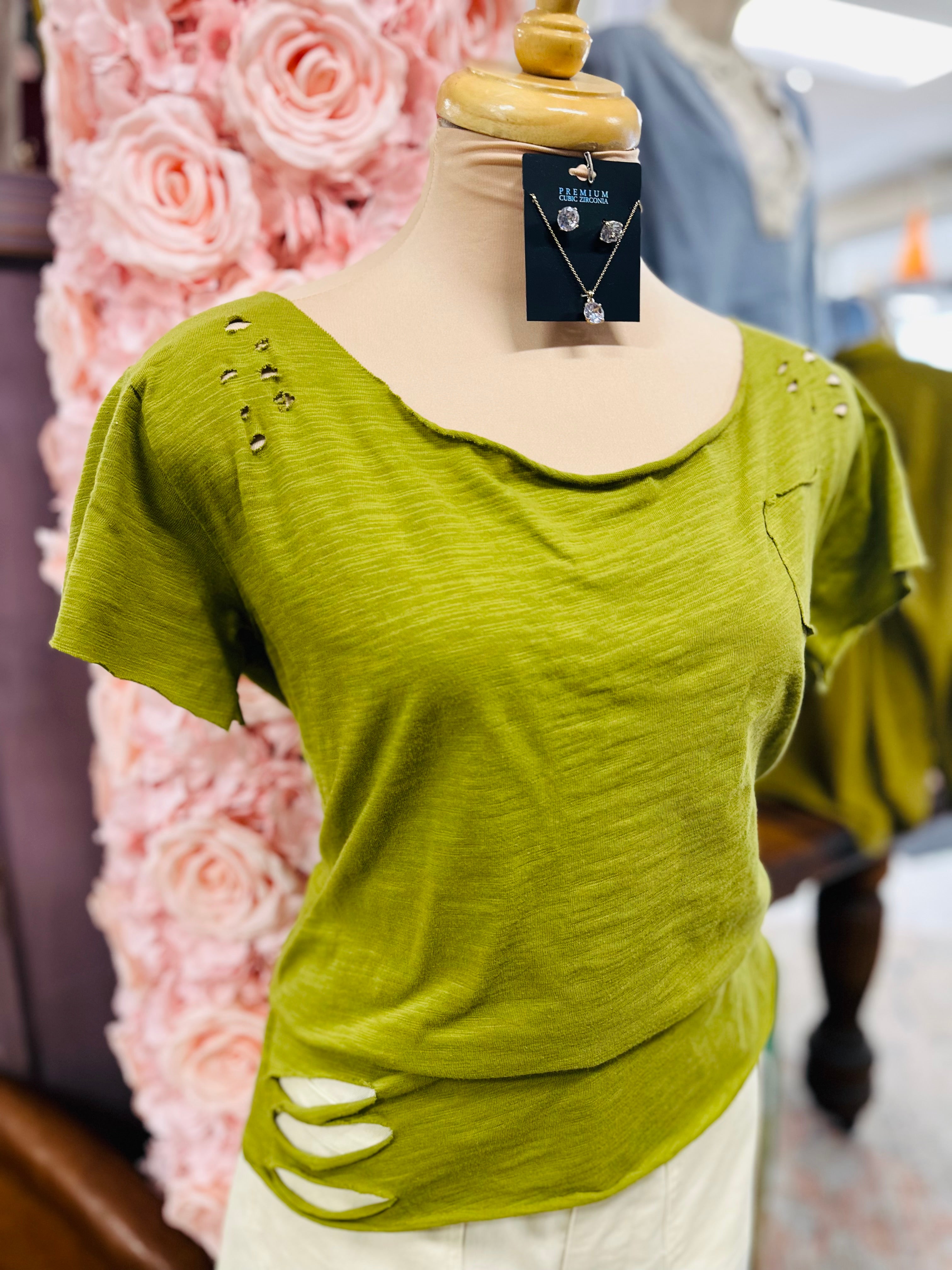 Distressed Washed Ecru T