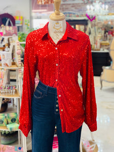 Holly Red Sequin Top