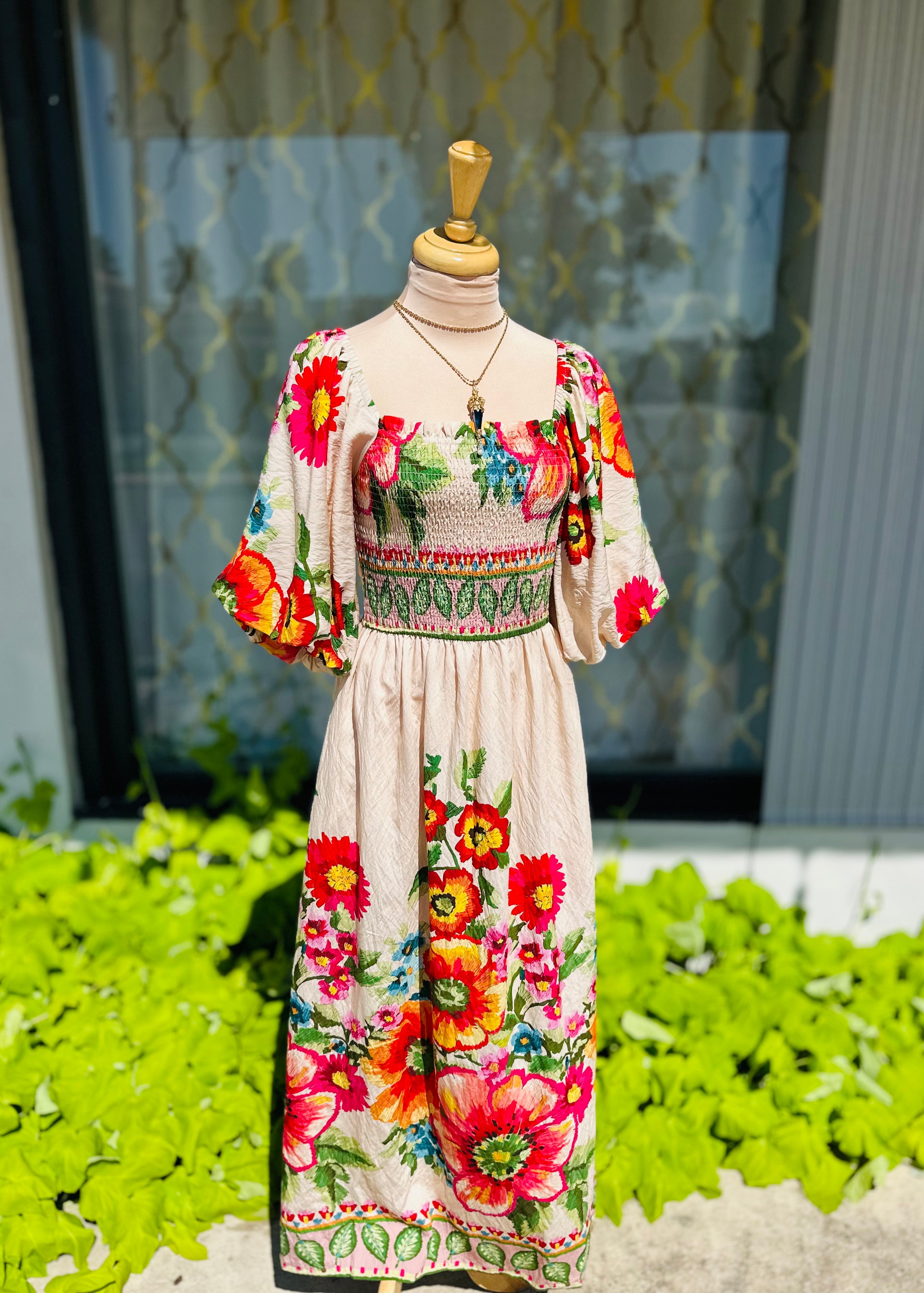 Floral  Camel Multi Dress