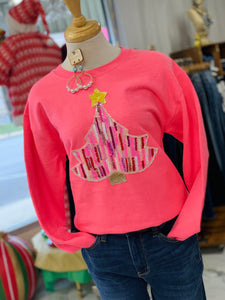 Pink Full Sequin Star Sweatshirt