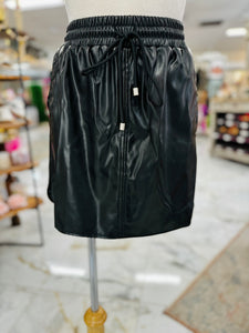 Drawstring Leather Skirt