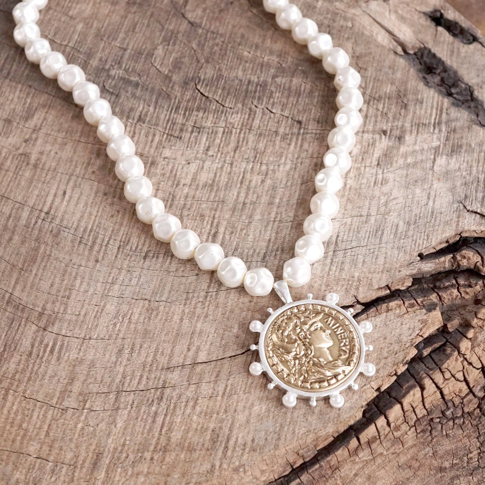 Boho Coin and Pearl Necklace