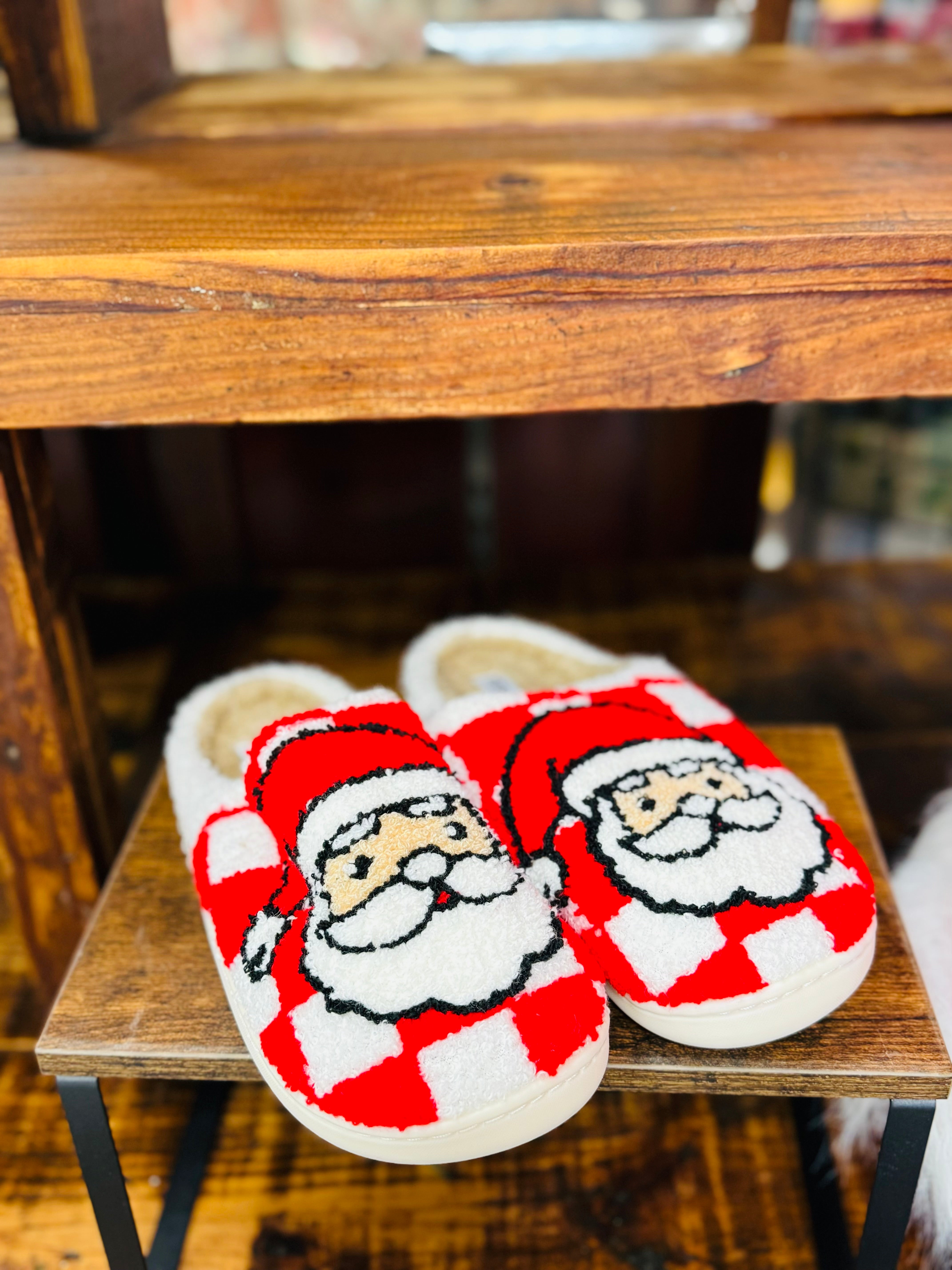 Santa Red Checkered Slippers