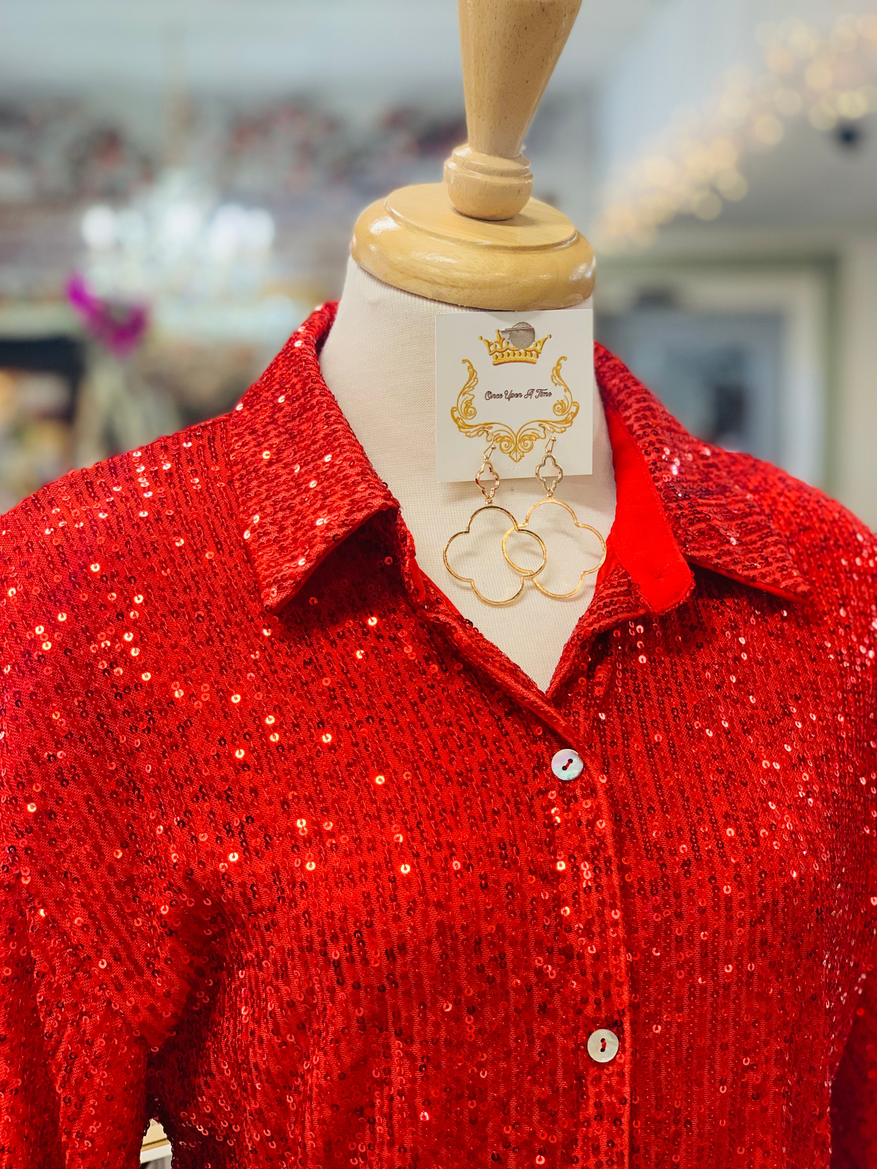 Holly Red Sequin Top