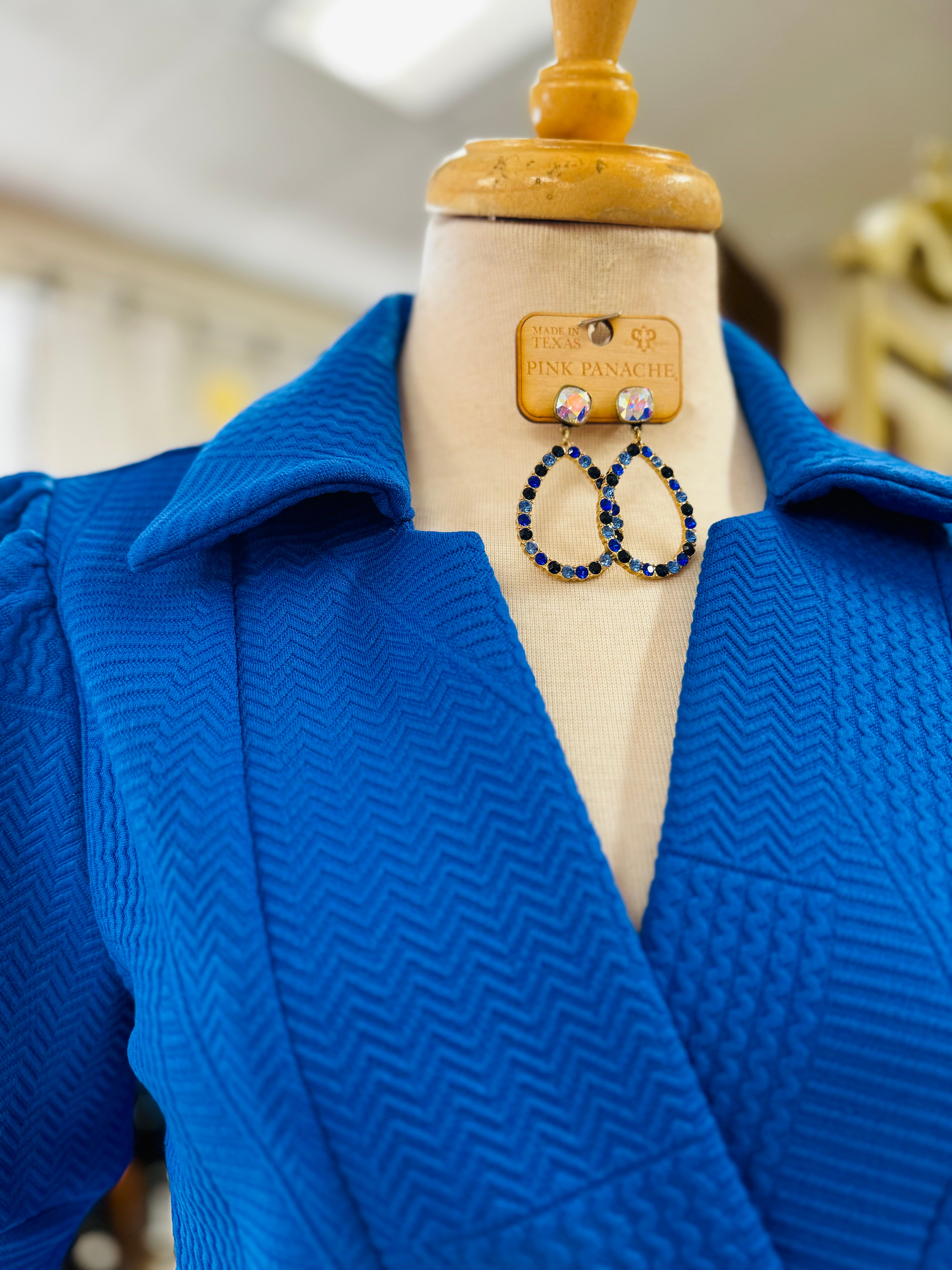 Blue Textured Mini Dress