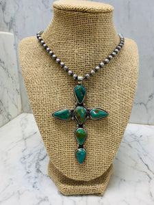 Turquoise Cross Pendant Necklace