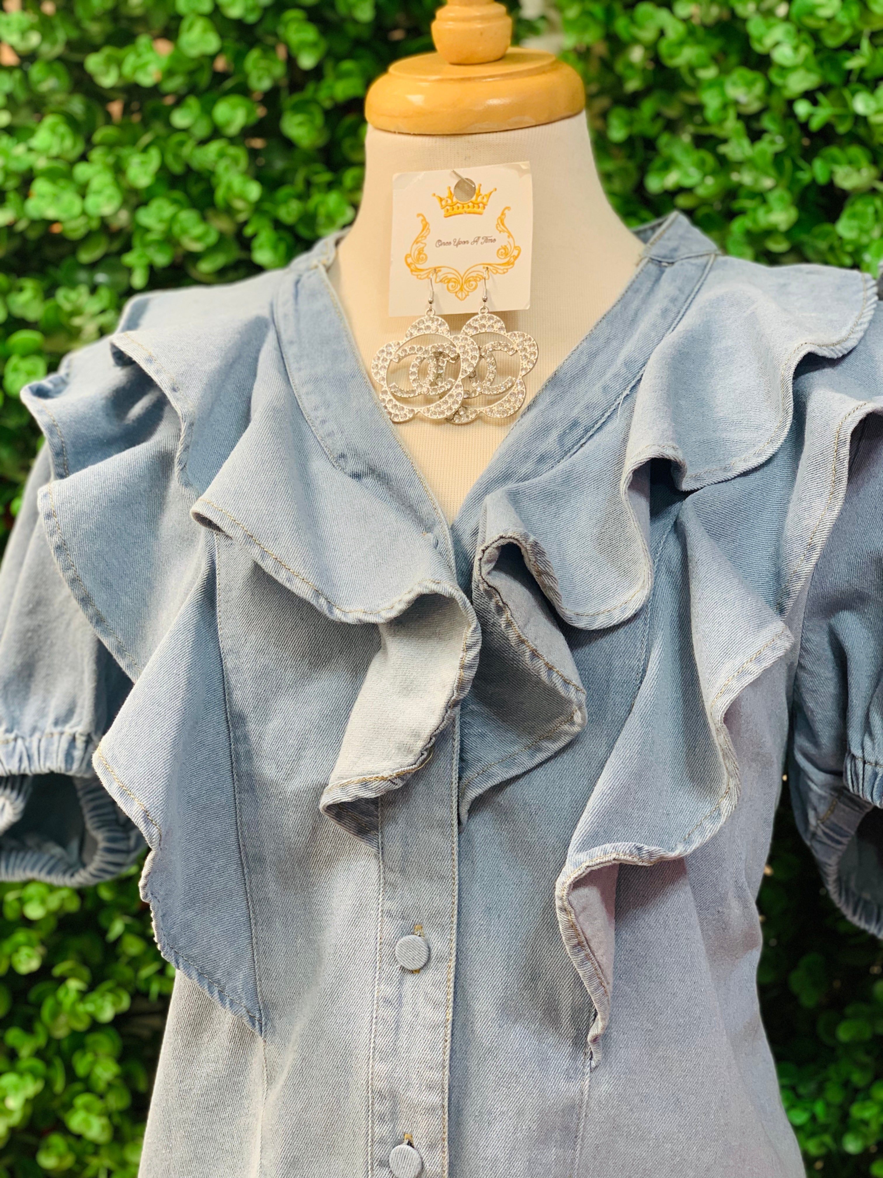 Denim Ruffle Top