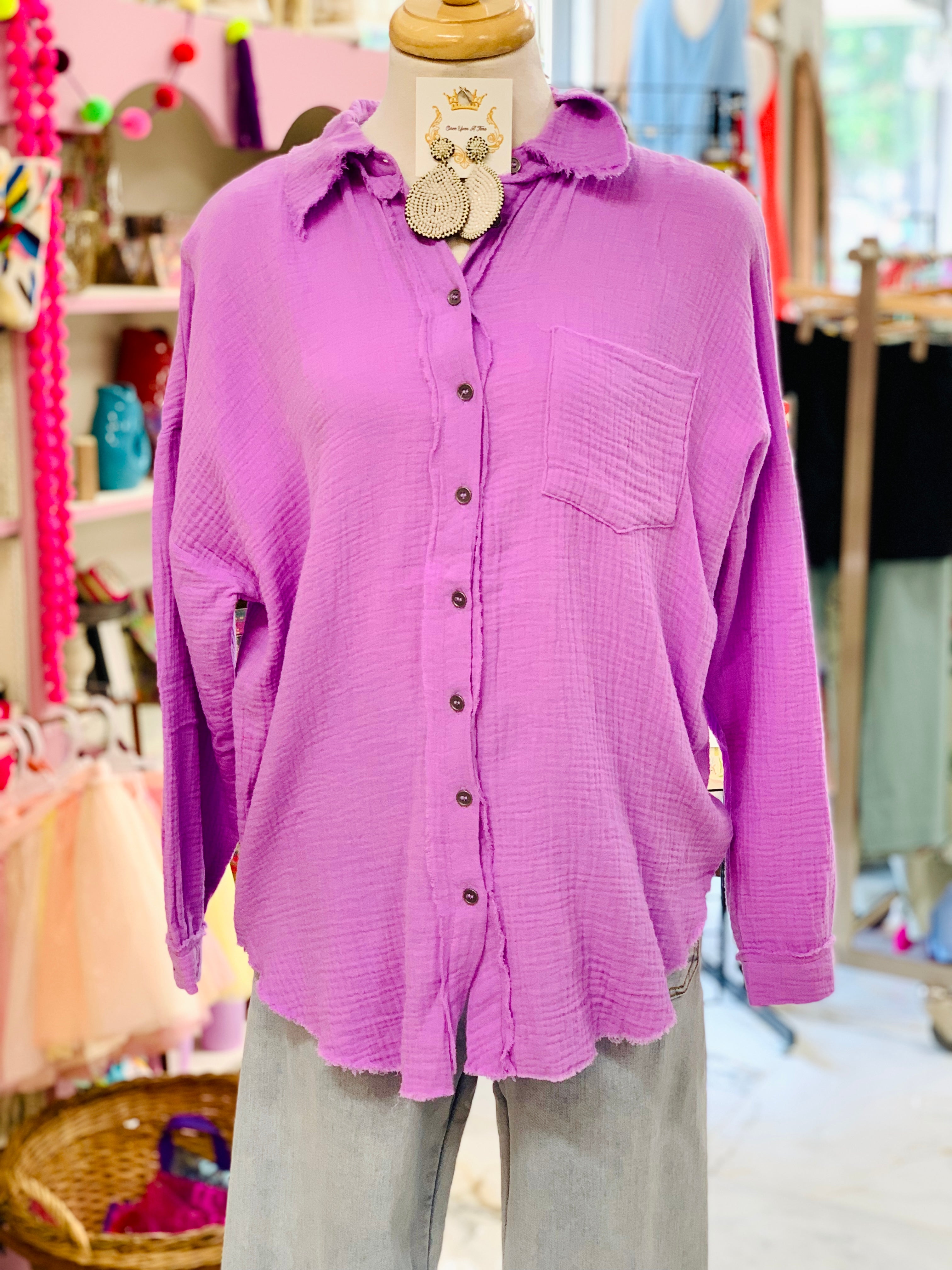 Oversized Gauze  Lavender Top