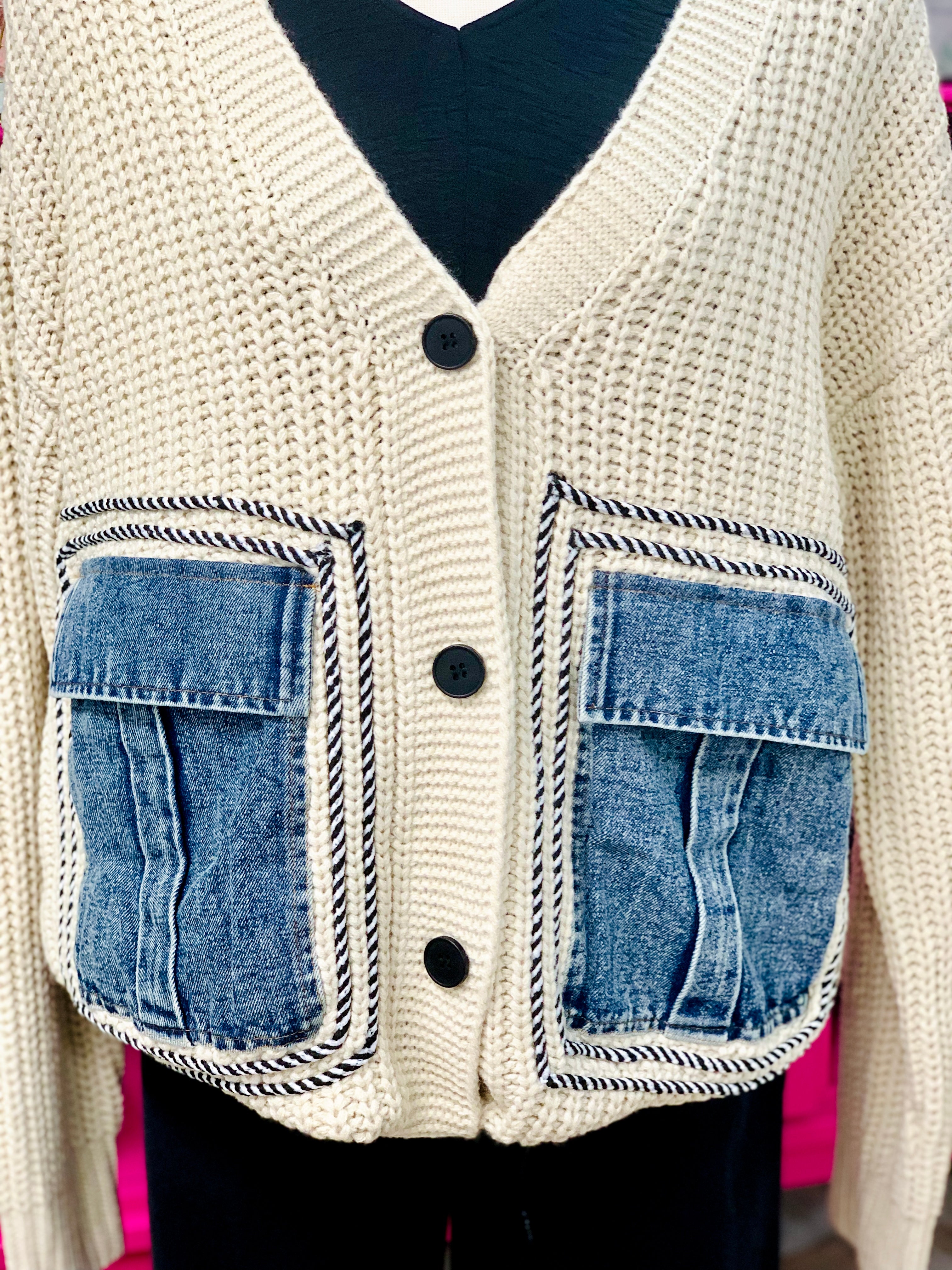 Denim Pocket Cardigan