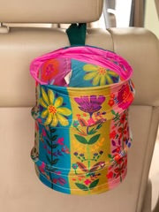 Pop Up Folk Flower Car Trash Can