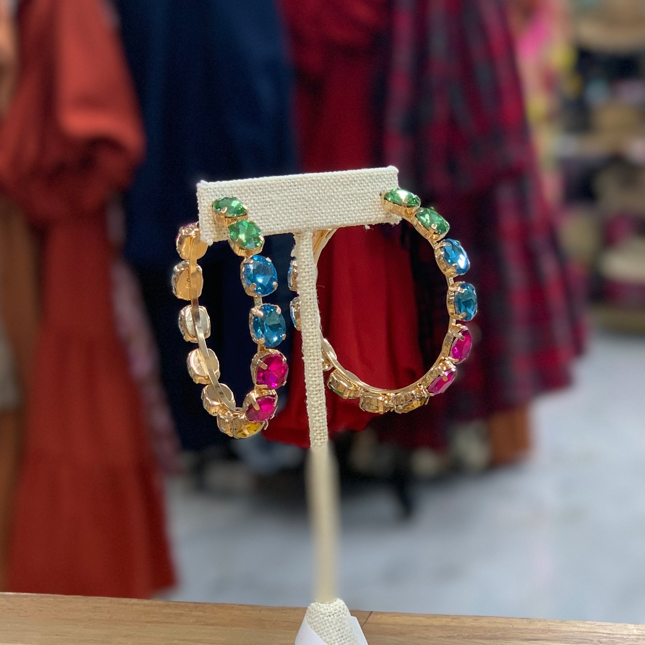 Multi Color Jewel Large Premium hoop