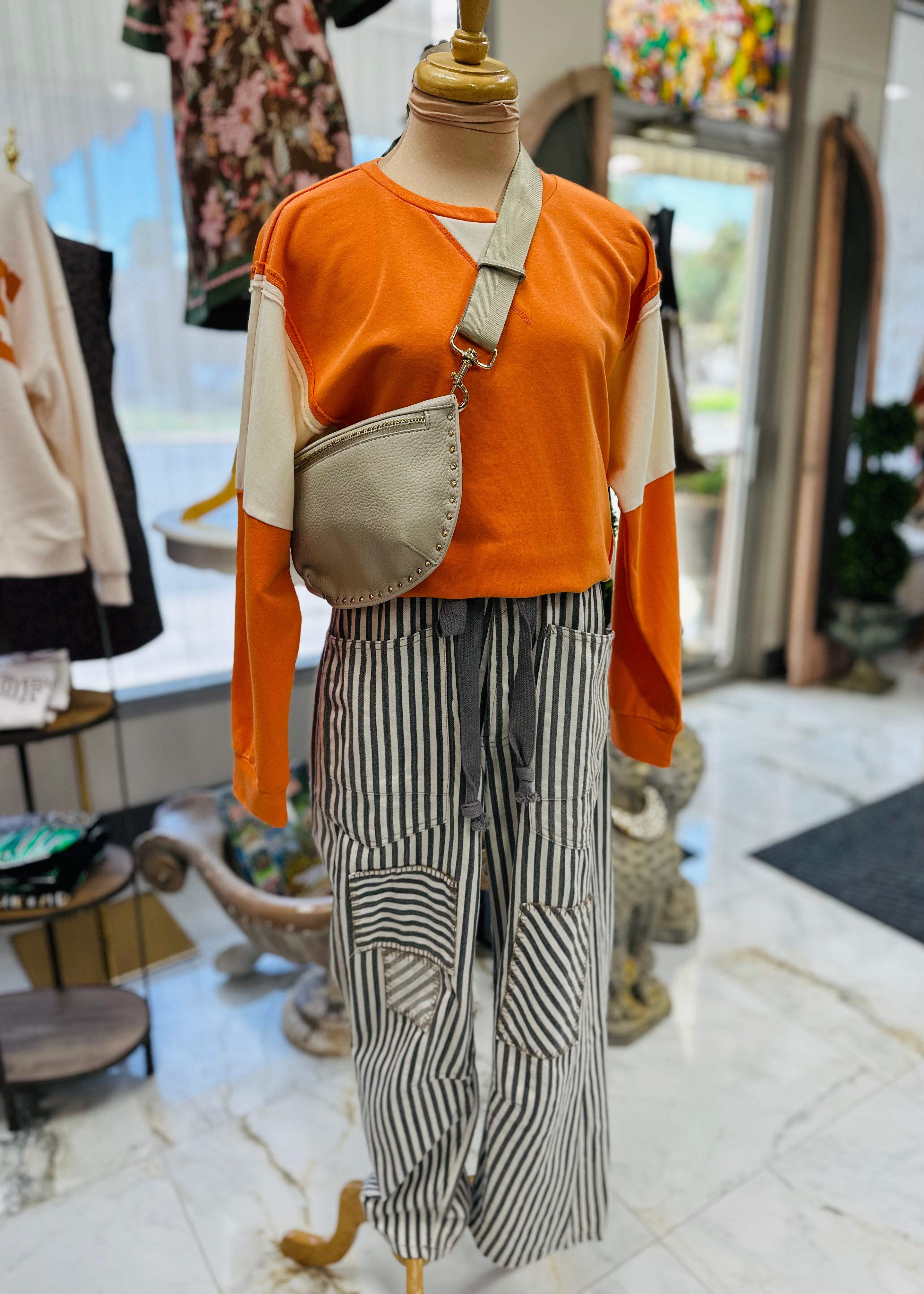 Ash Striped Drawstring Bottoms