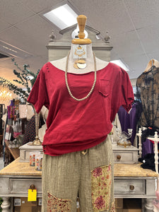 Distressed Washed Raspberry T