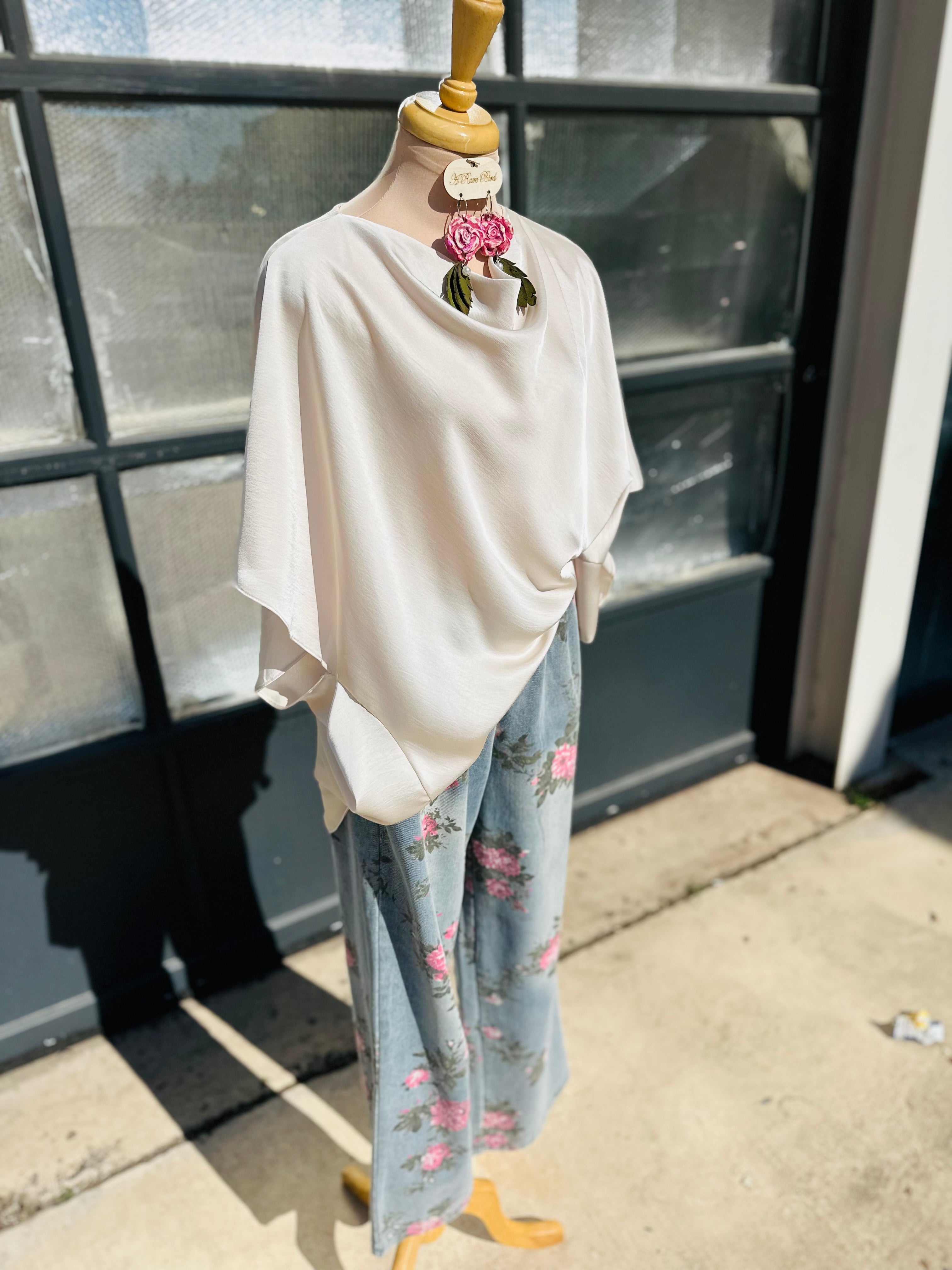 Beth Cream Satin Top