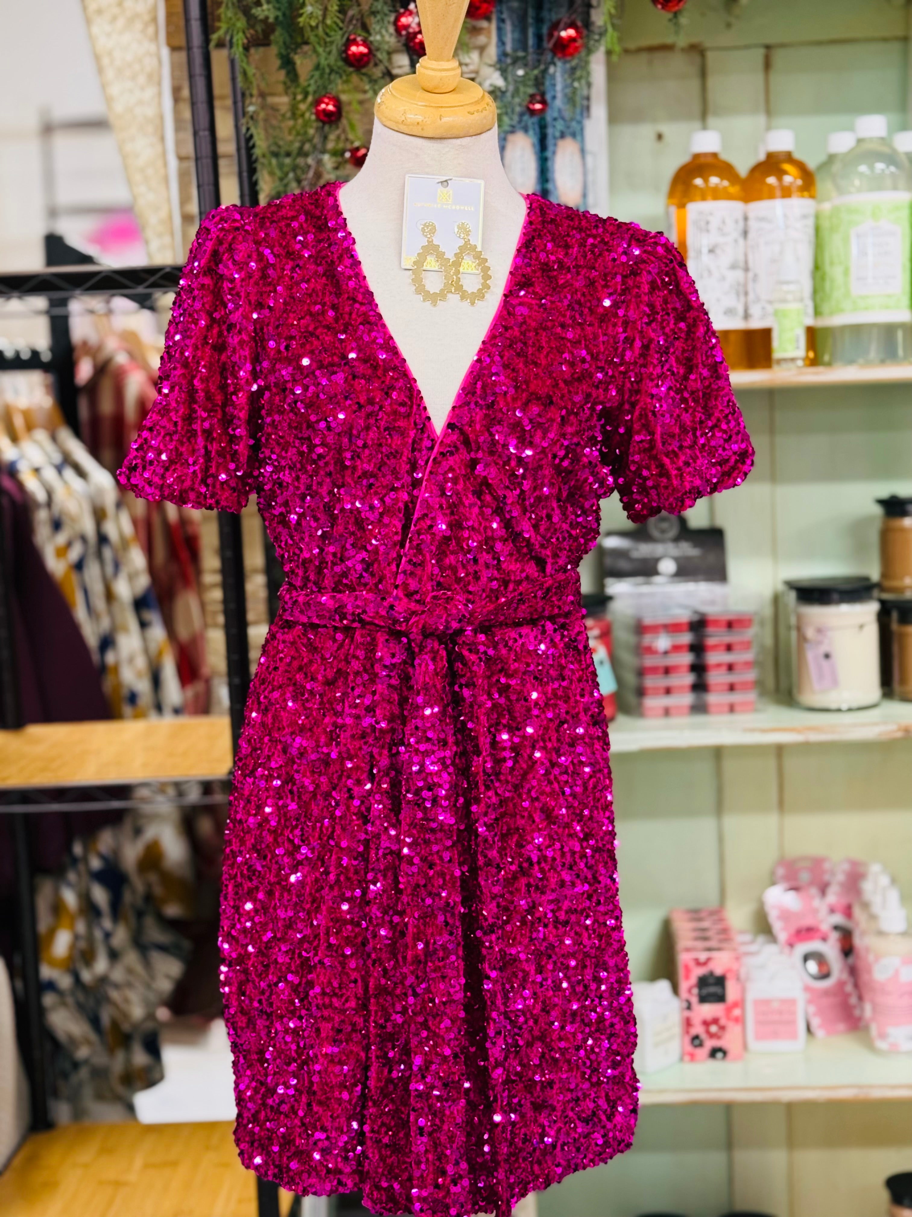 New York Pink Sequin Dress