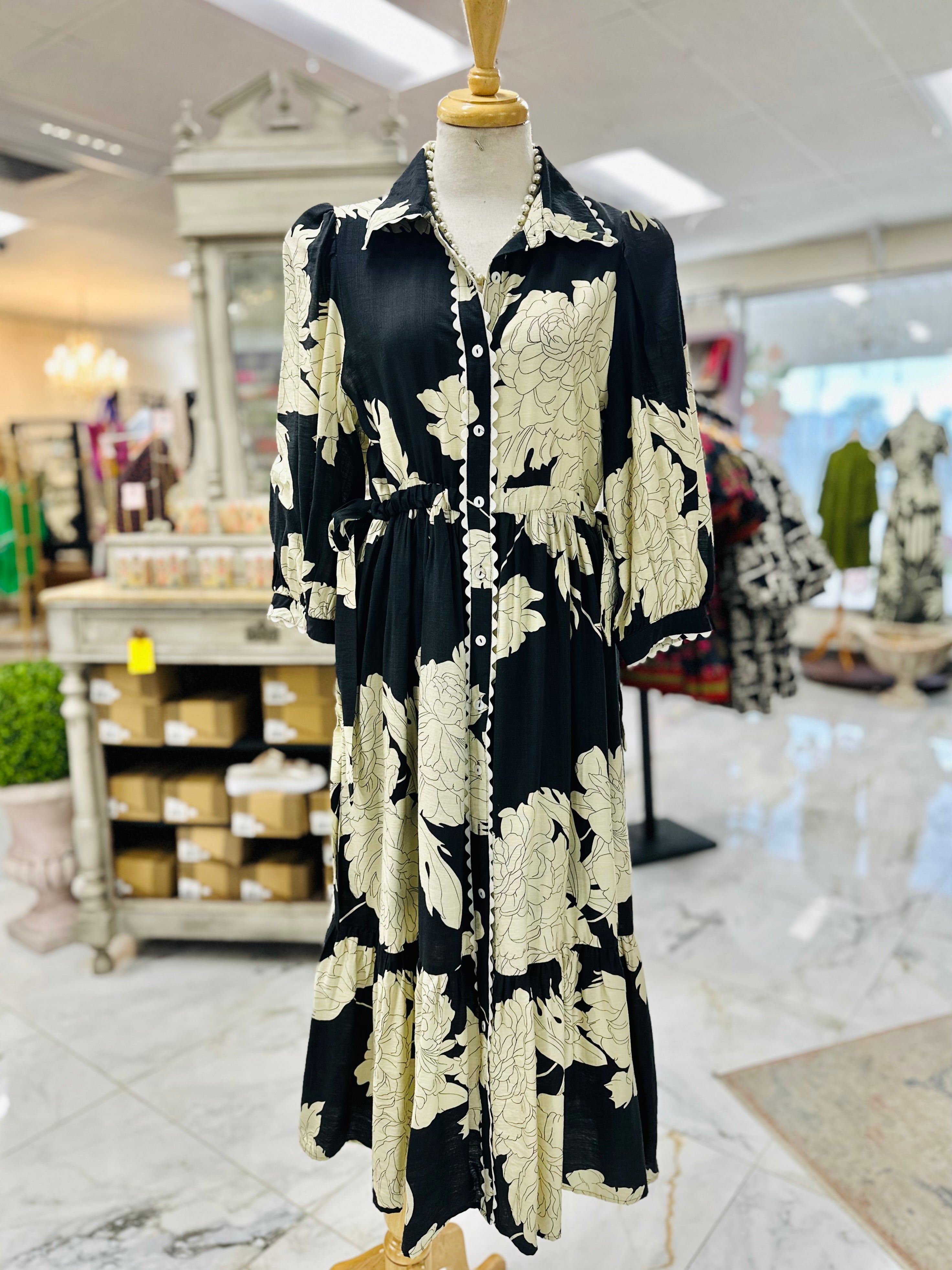 Floral Black Dress